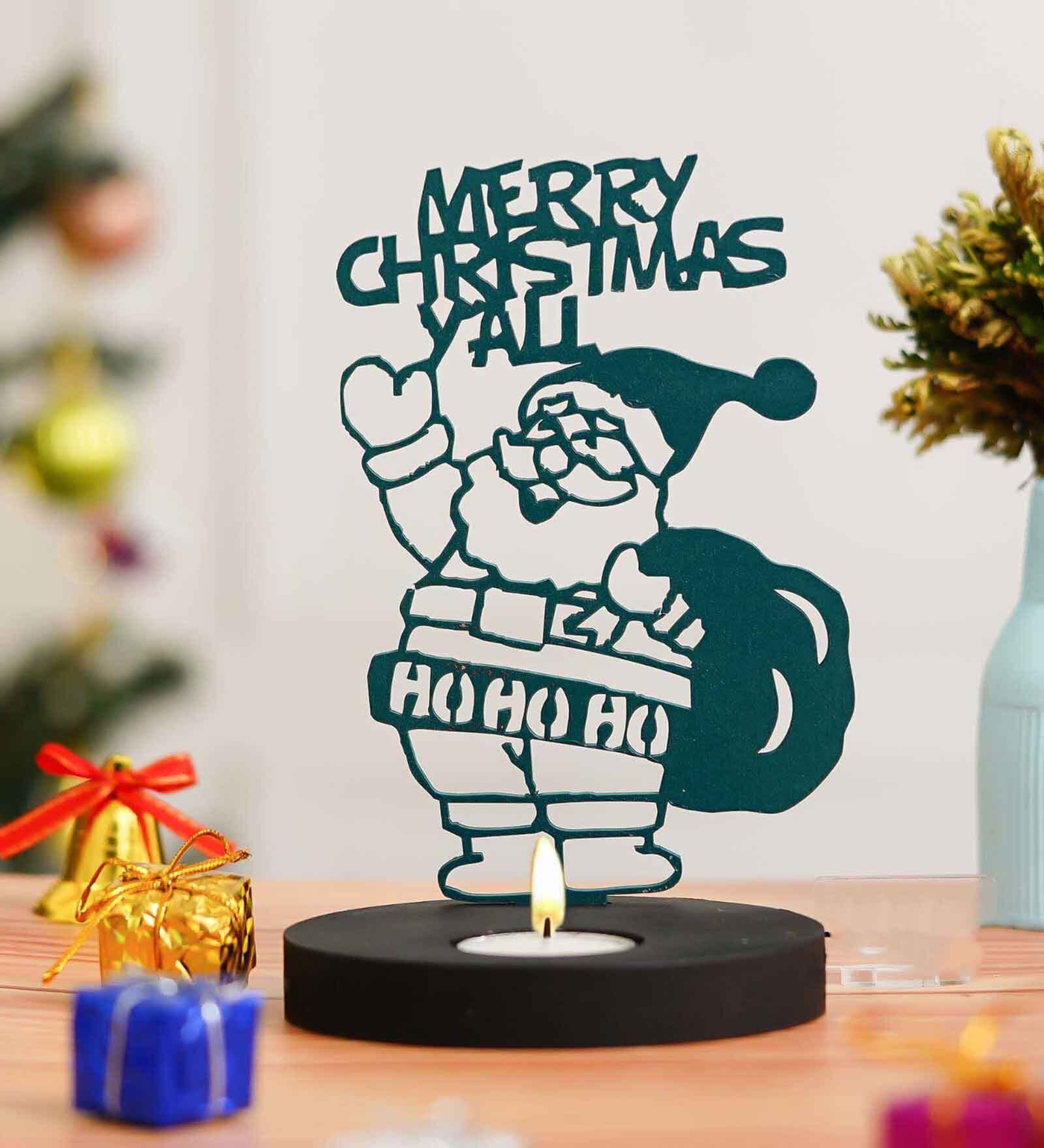 Green Wood Tea Light Candle Holder