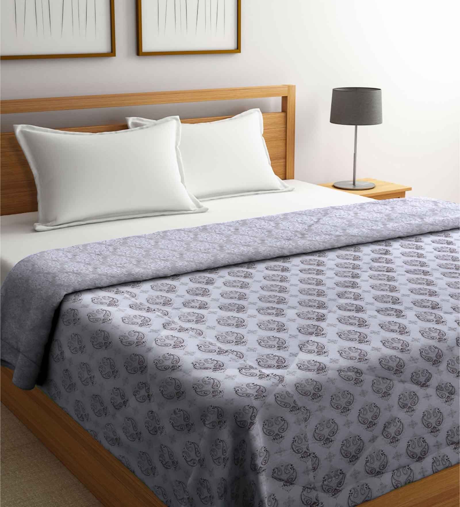 Buy Grey Wool 600 Heavy Winter Double Bed Quilt by Klotthe at 70 OFF