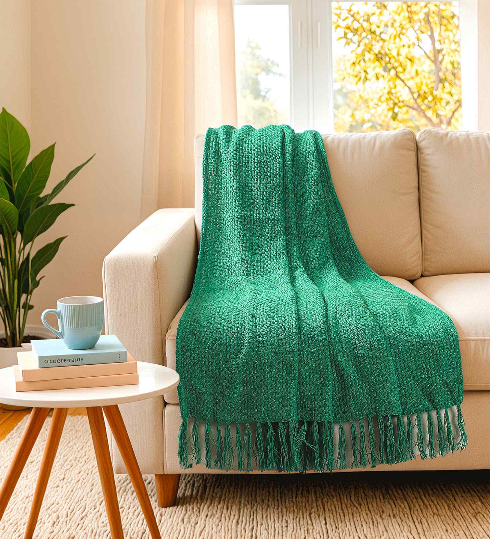 Green Woven.Yarn Dyed Throw