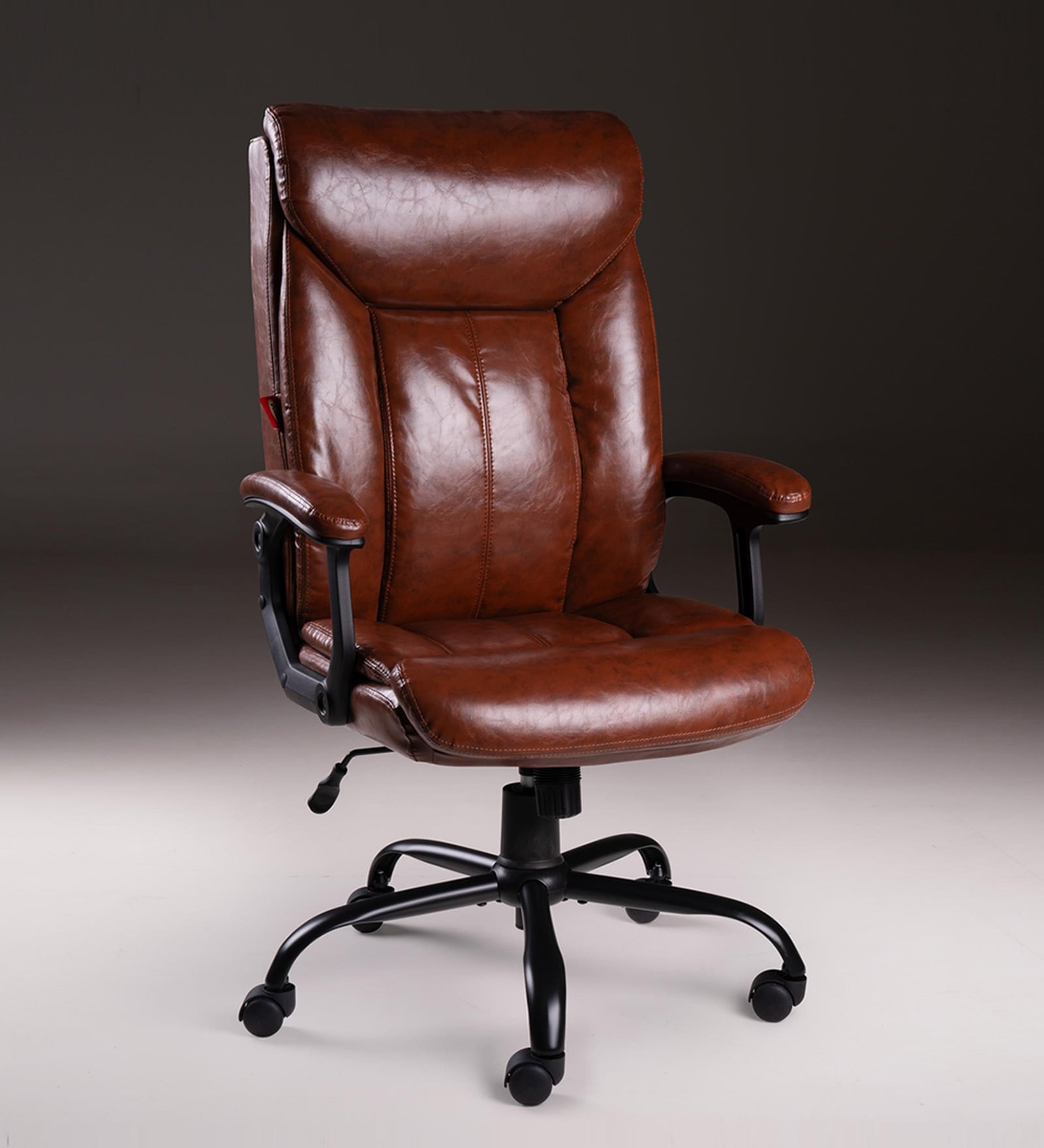 Gregory High Back Leatherette Executive Chair In Brown Finish