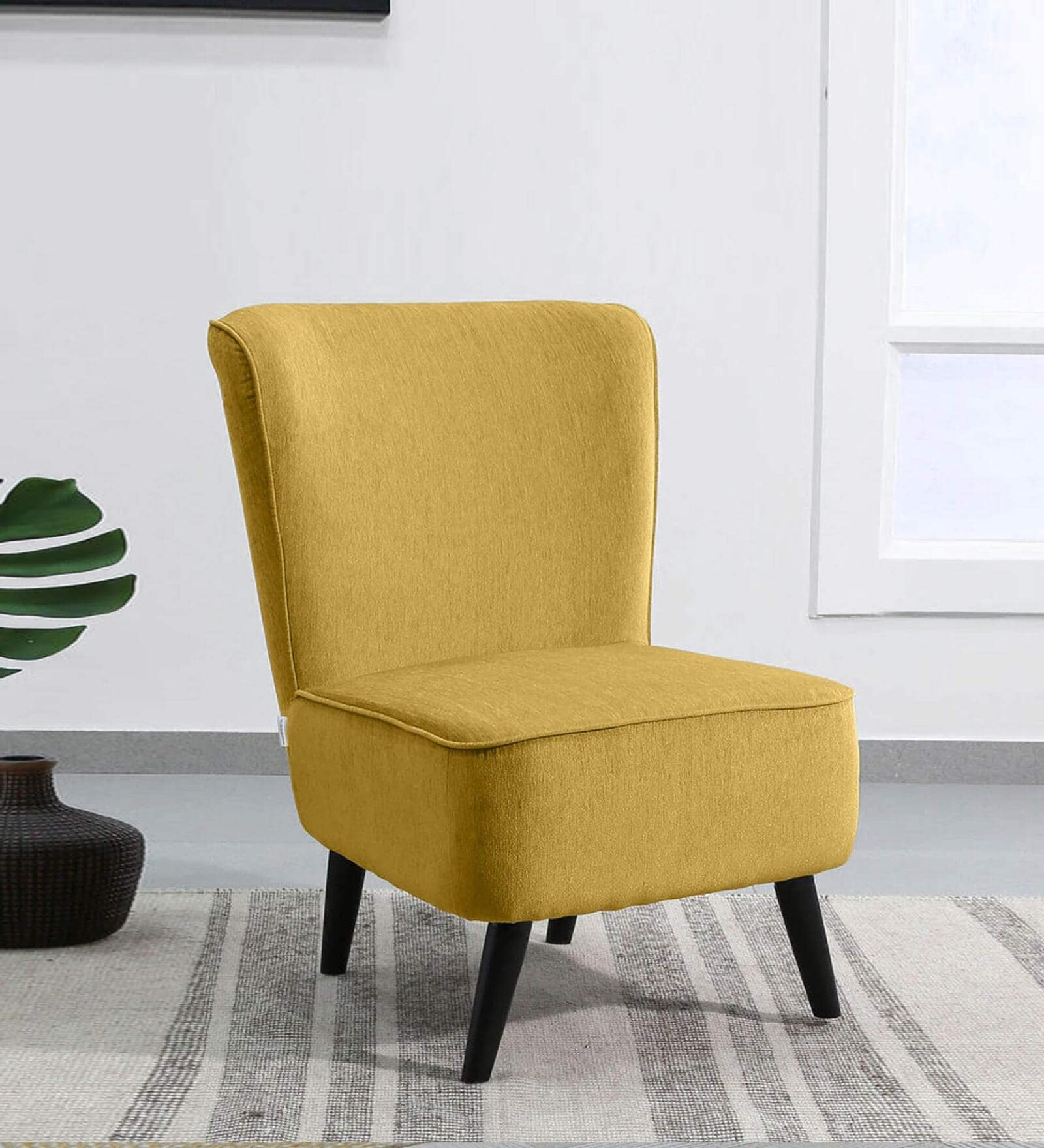 Buy Merida Fabric Slipper Chair In Mustard Yellow Colour at 6 OFF by