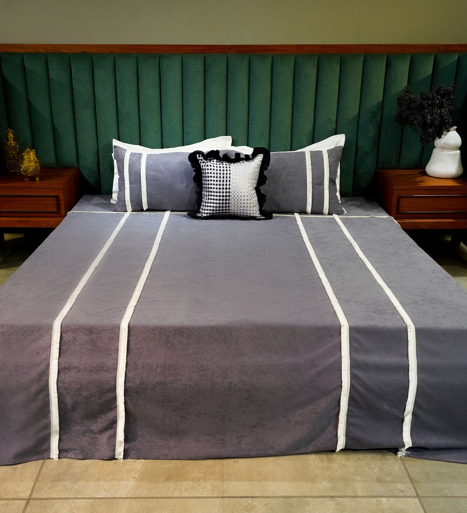 Grey   Upcycled Cotton Bed Cover  Collection
