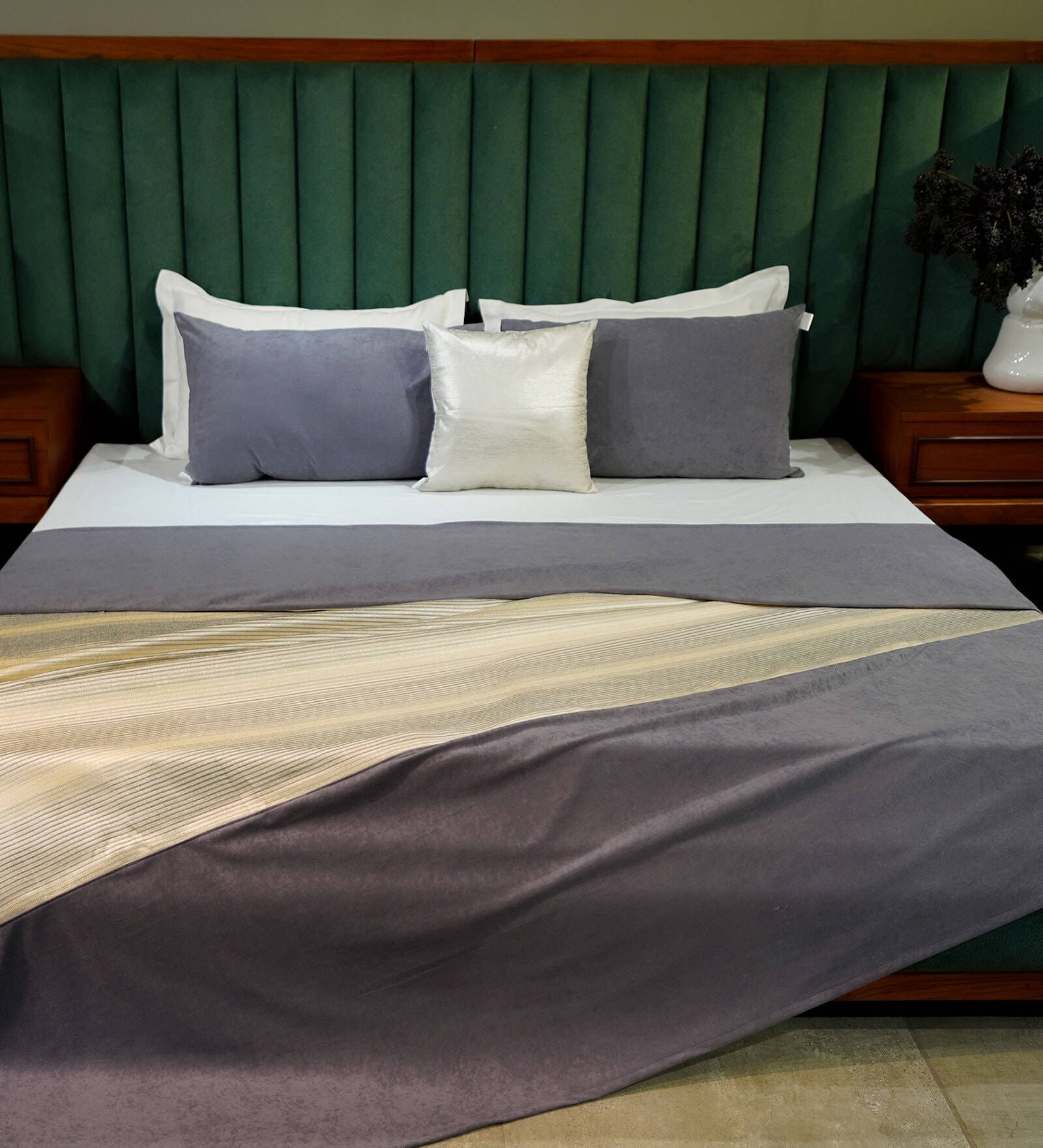 Grey   Upcycled from Silk & Cotton Bed Cover  Collection