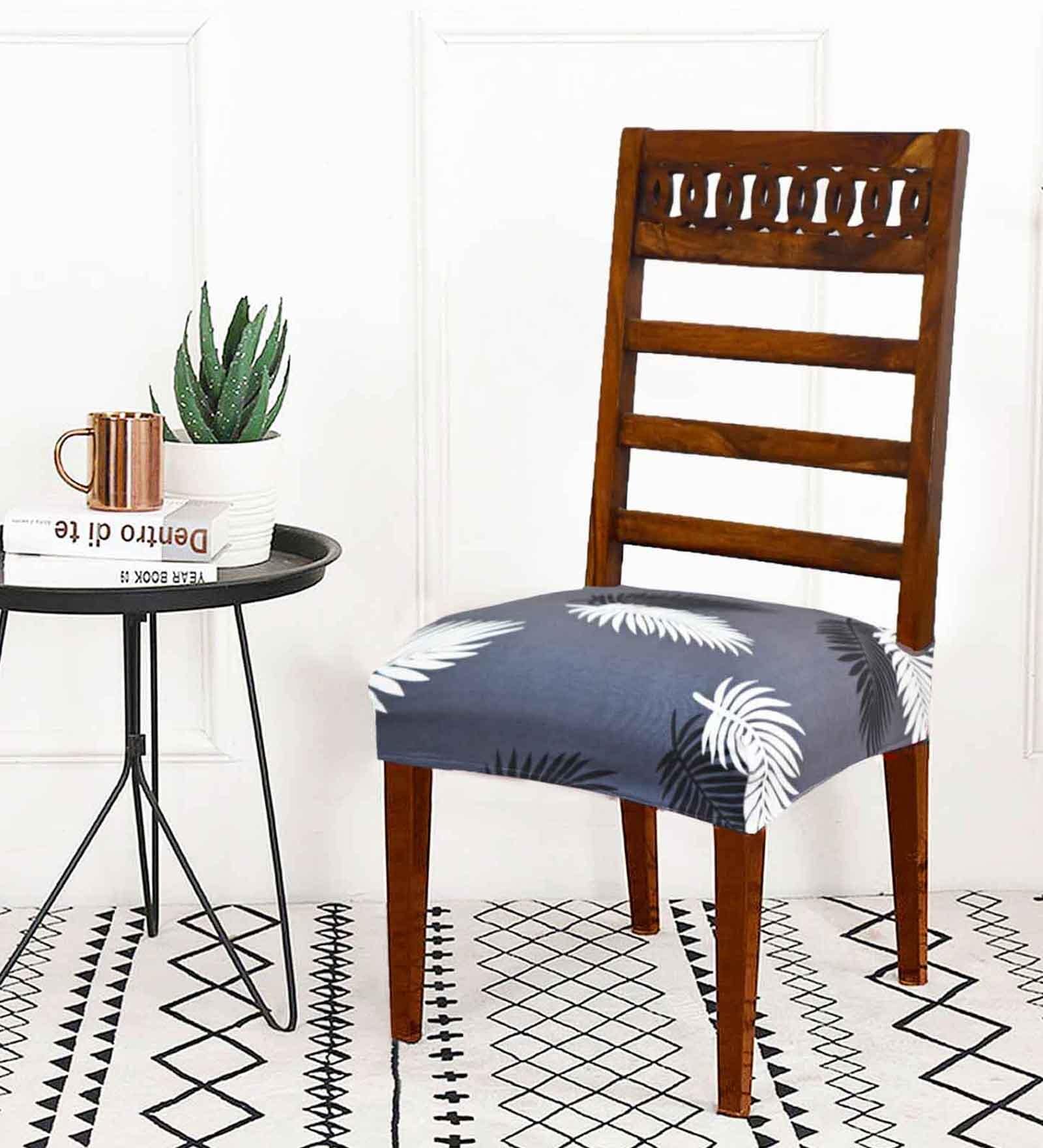 Multicolor Leaf Printed Polyester Blend 16x20 Inches Chair Covers (Set of 6)