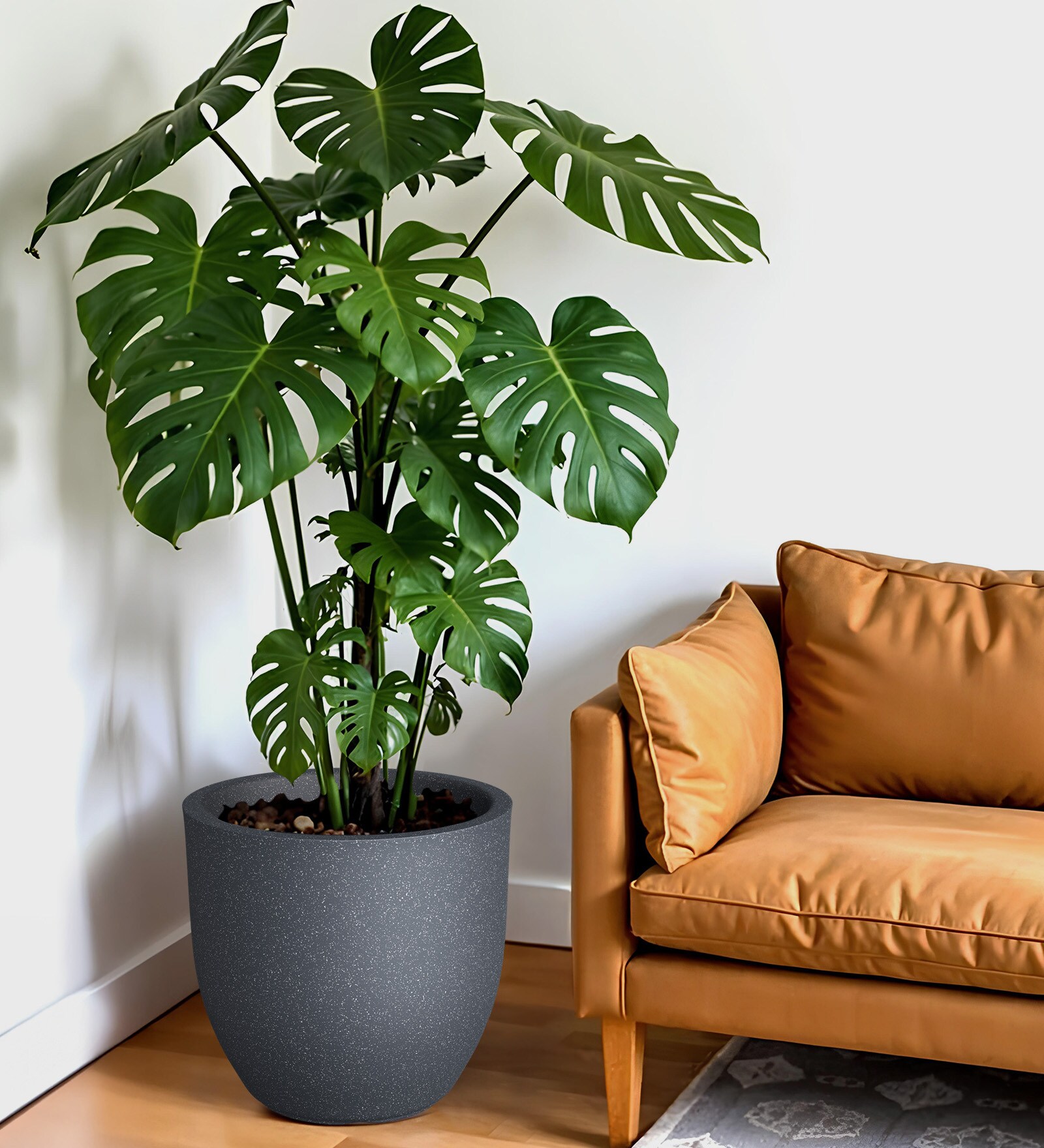 Grey Pcup Round 12 Inches Planter