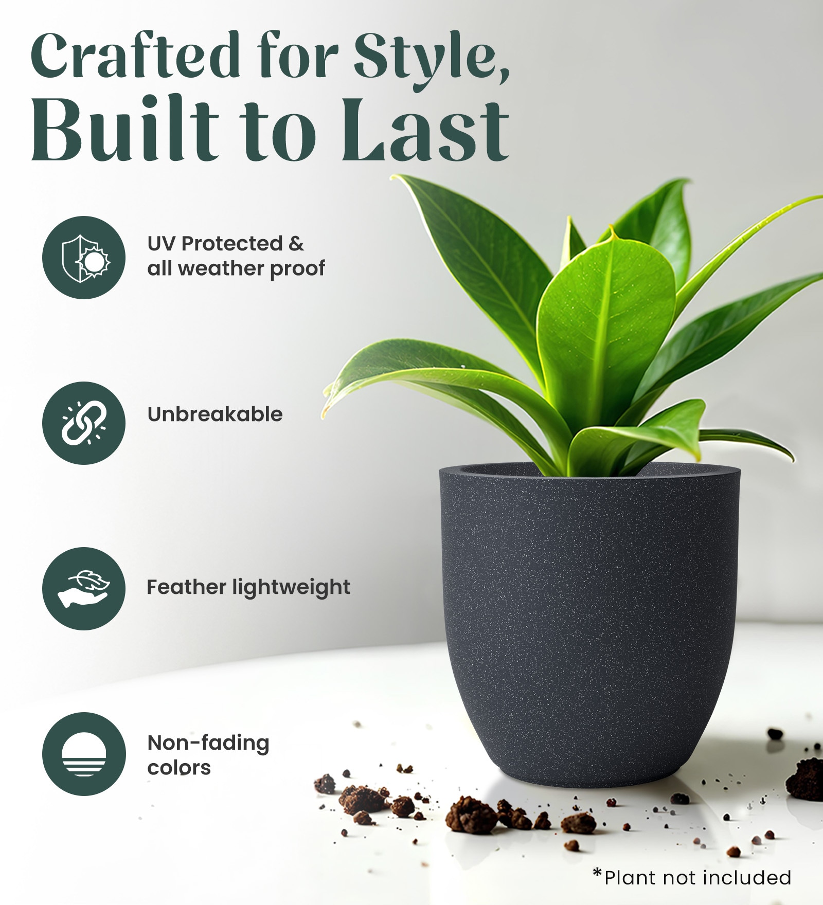 Grey Pcup Round 24 Inches Planter