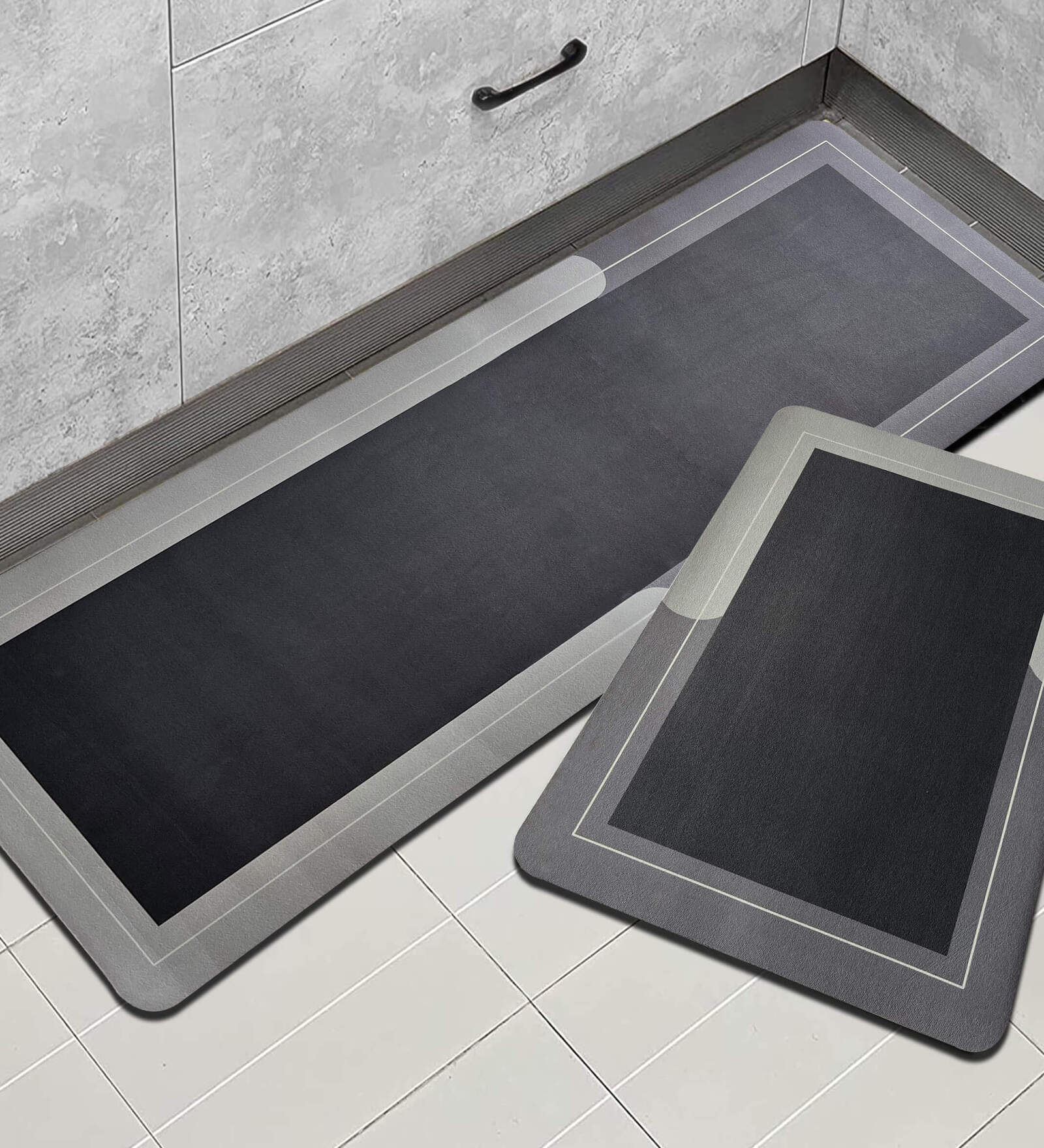 Grey Rubber 47x16 Inches Floor Runner with Mat Combo