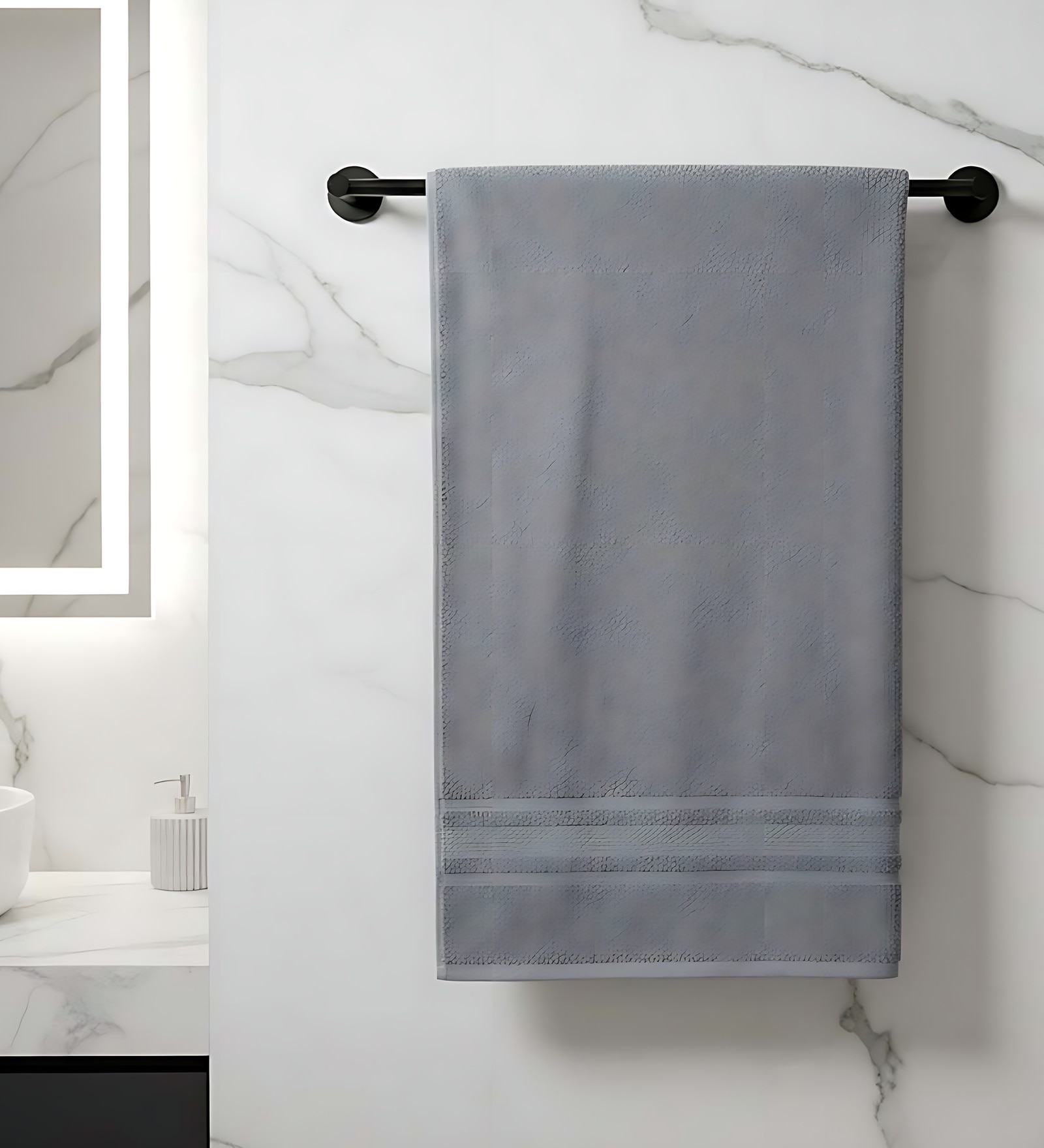 Grey Soft Cotton 500 GSM Solid Bath Towel
