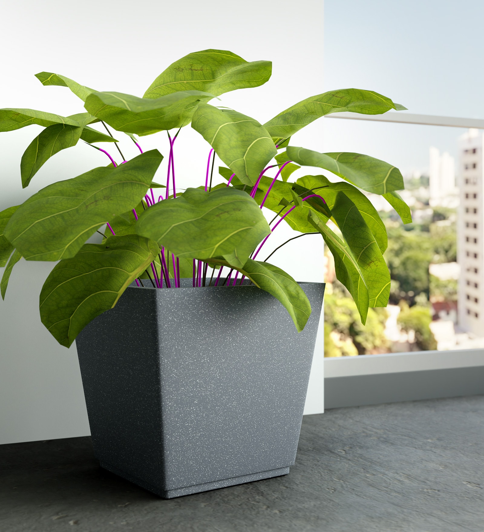 Grey Square Shaped Polymer Floor Planter