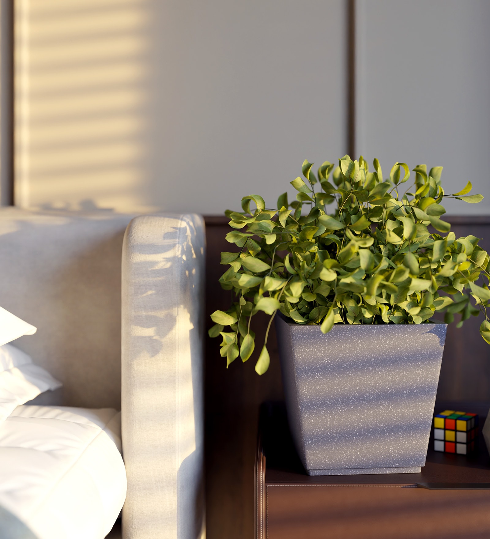 Grey Square Shaped Small Polymer Floor Planter