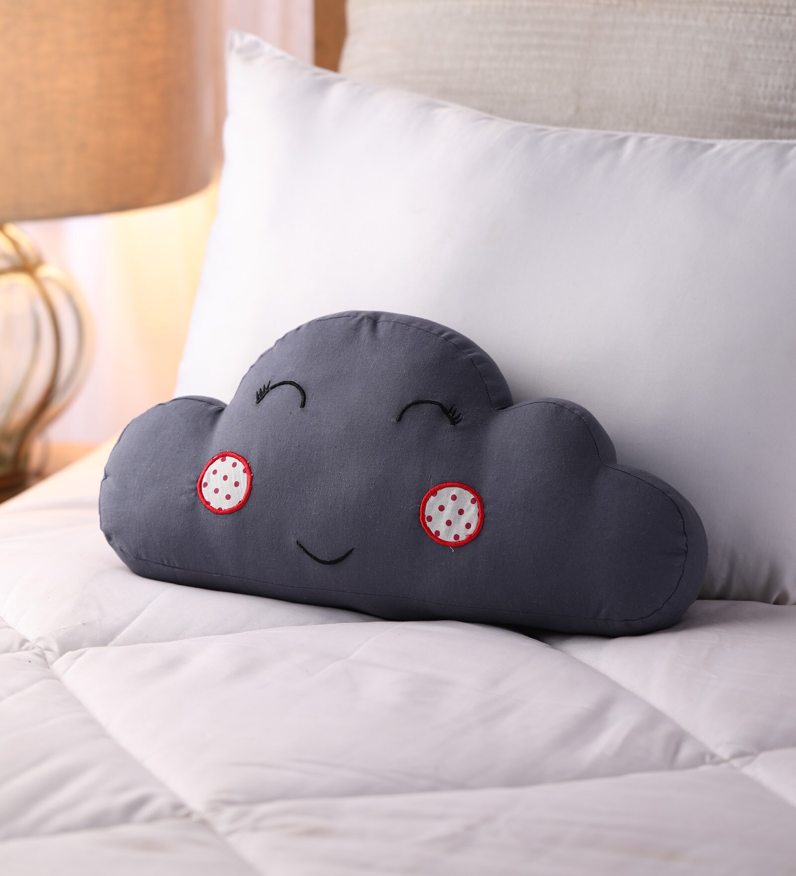 Grey Cotton Cloud Shaped Pillow
