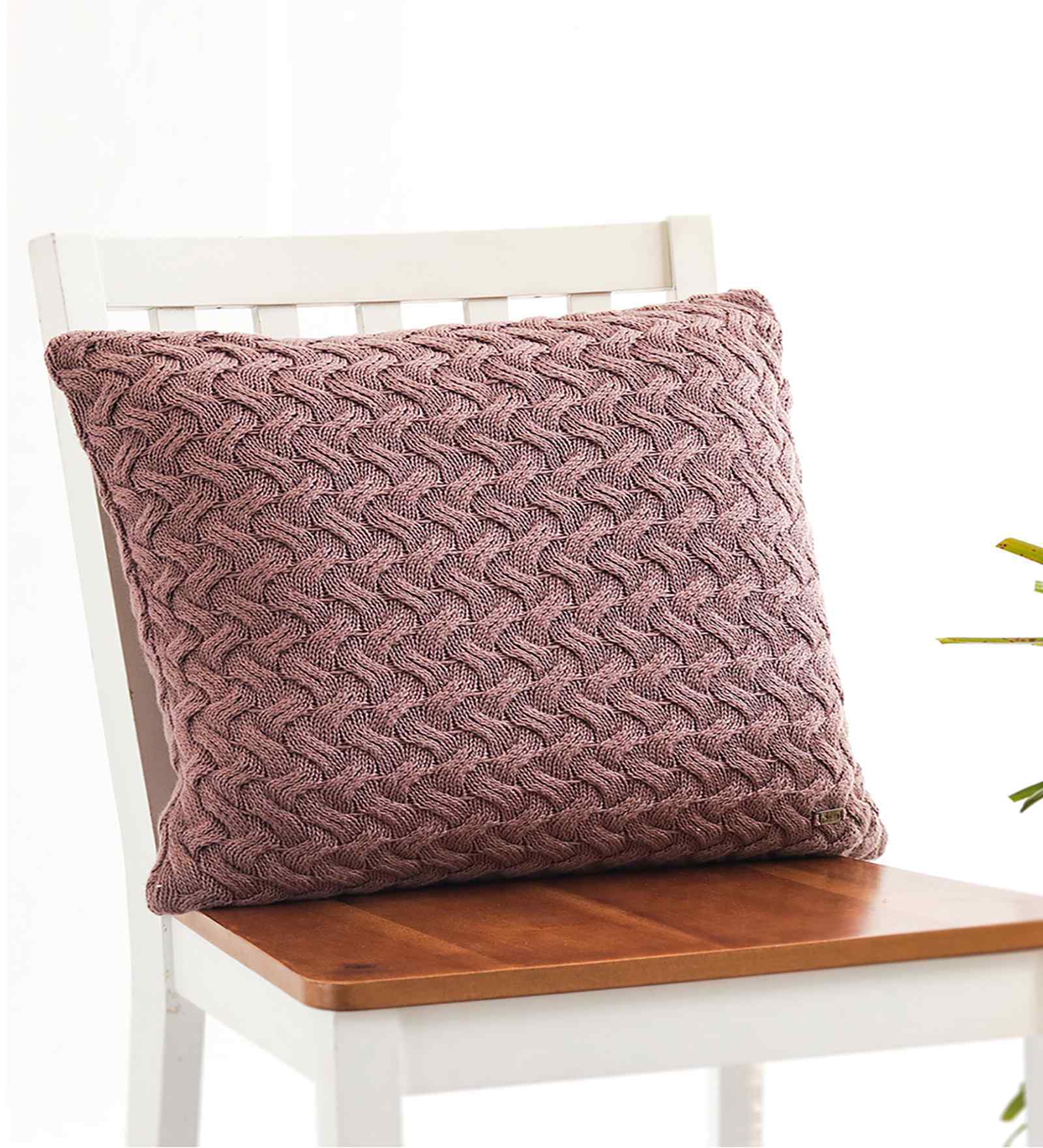 Grey 100% Cotton Criss Cross 18X18 Inches Knitted Cushion Cover