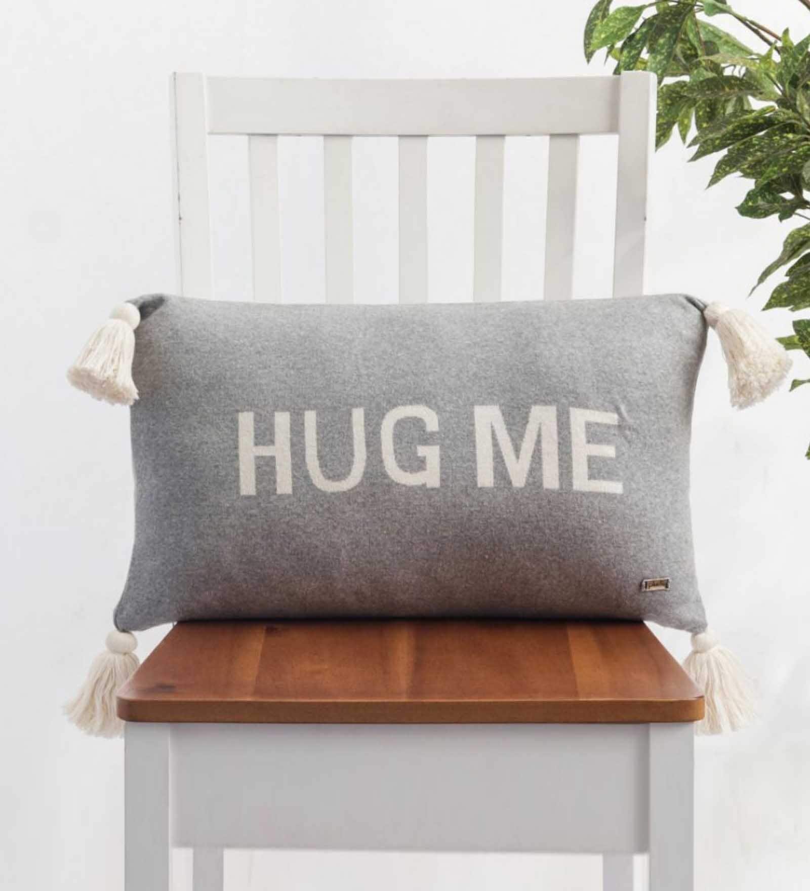 Grey Quoted Cotton 20 x 12 Inch Cushion Cover