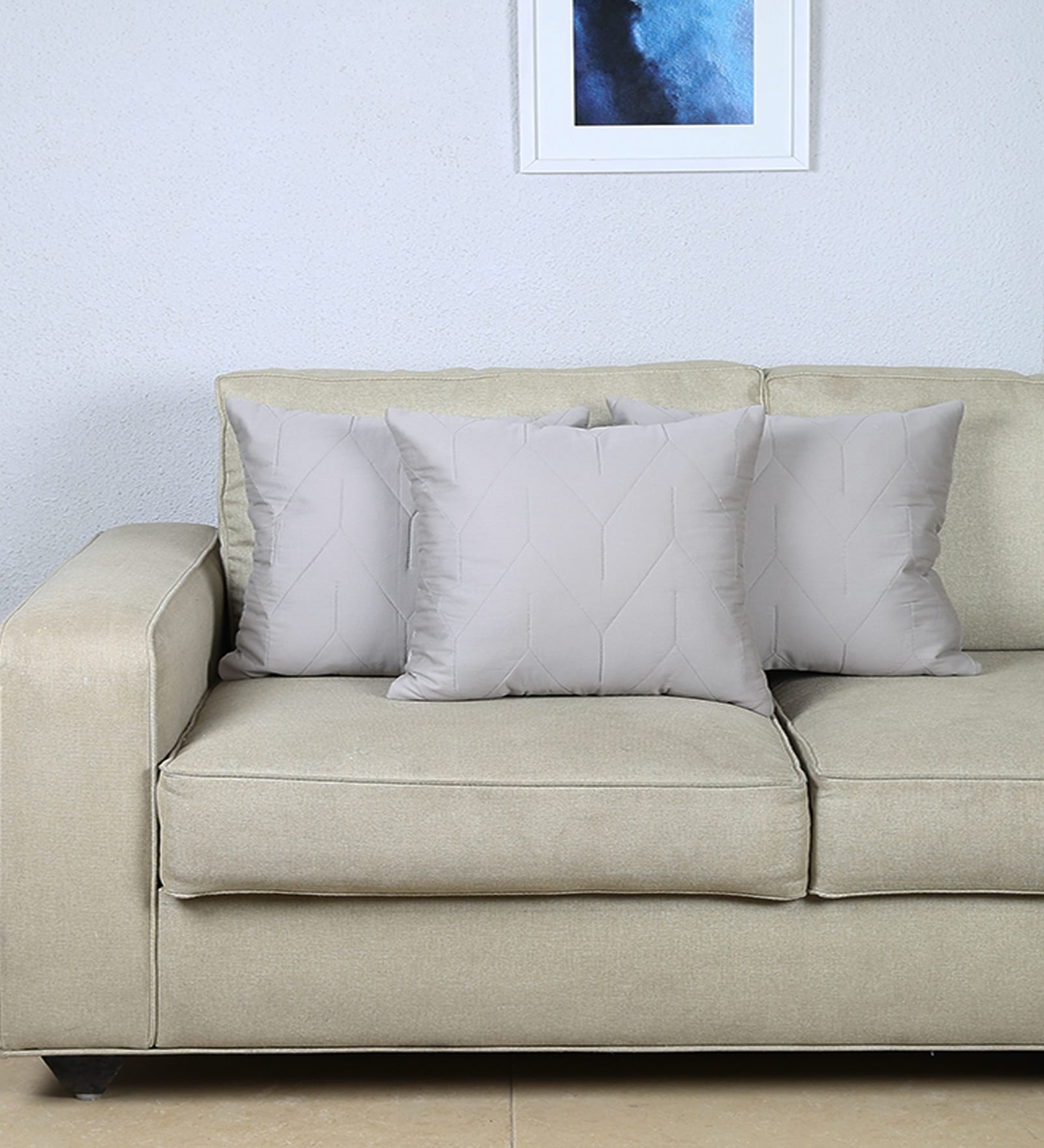 Grey 100% Cotton Solid 16x16 inches Cushion Covers (Set of 3)