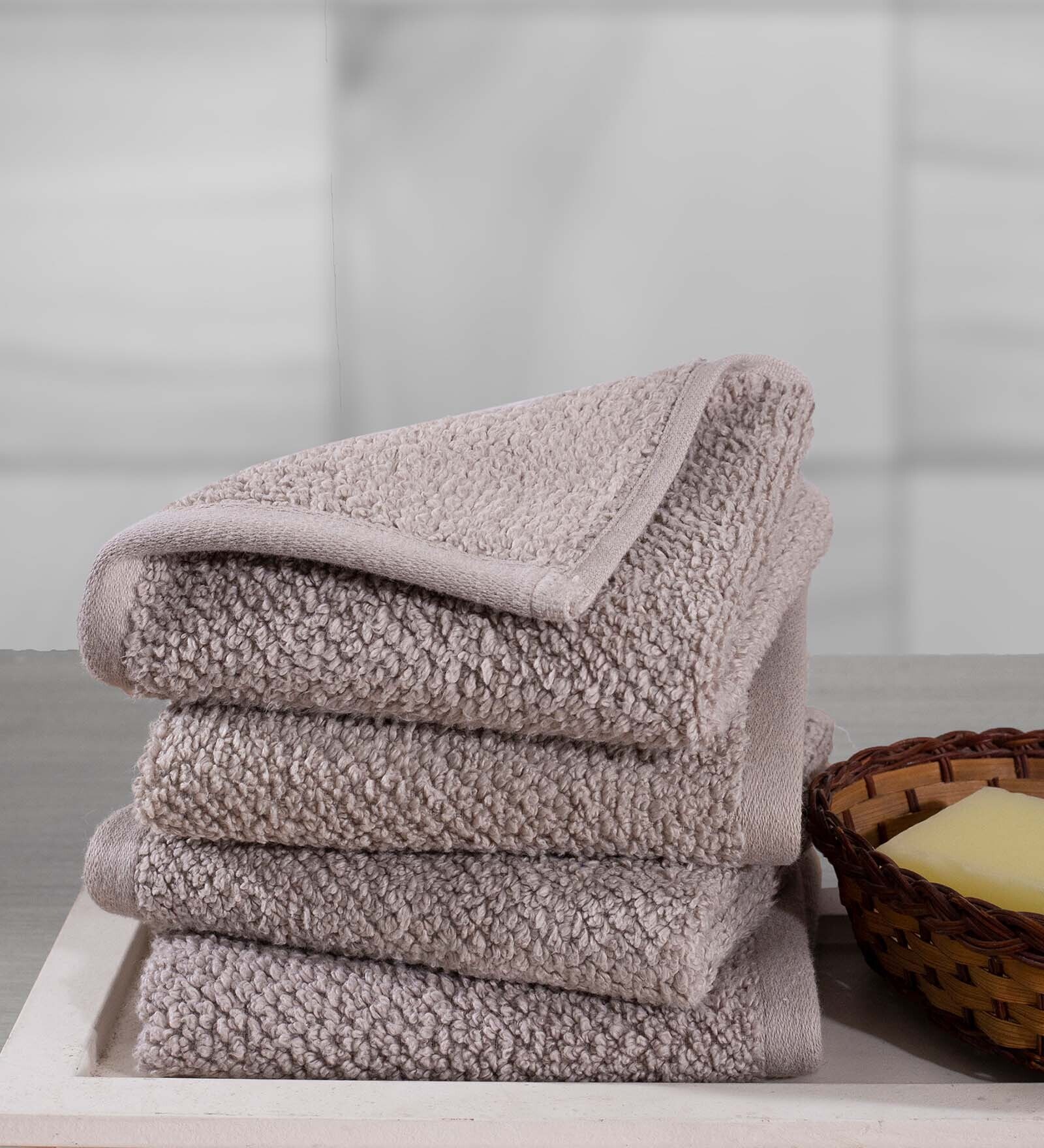 Grey 100% Cotton Solid 550 GSM Face Towels (Set of 4)
