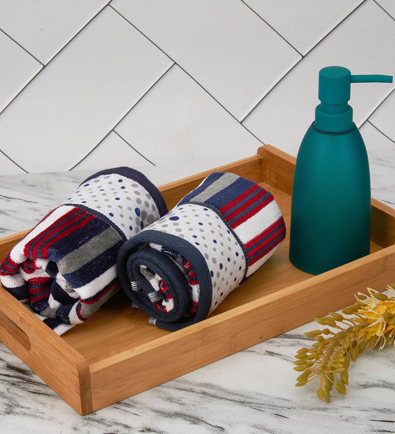 Grey 100% Cotton Patterned 650 GSM 4 Pcs Hand Towels