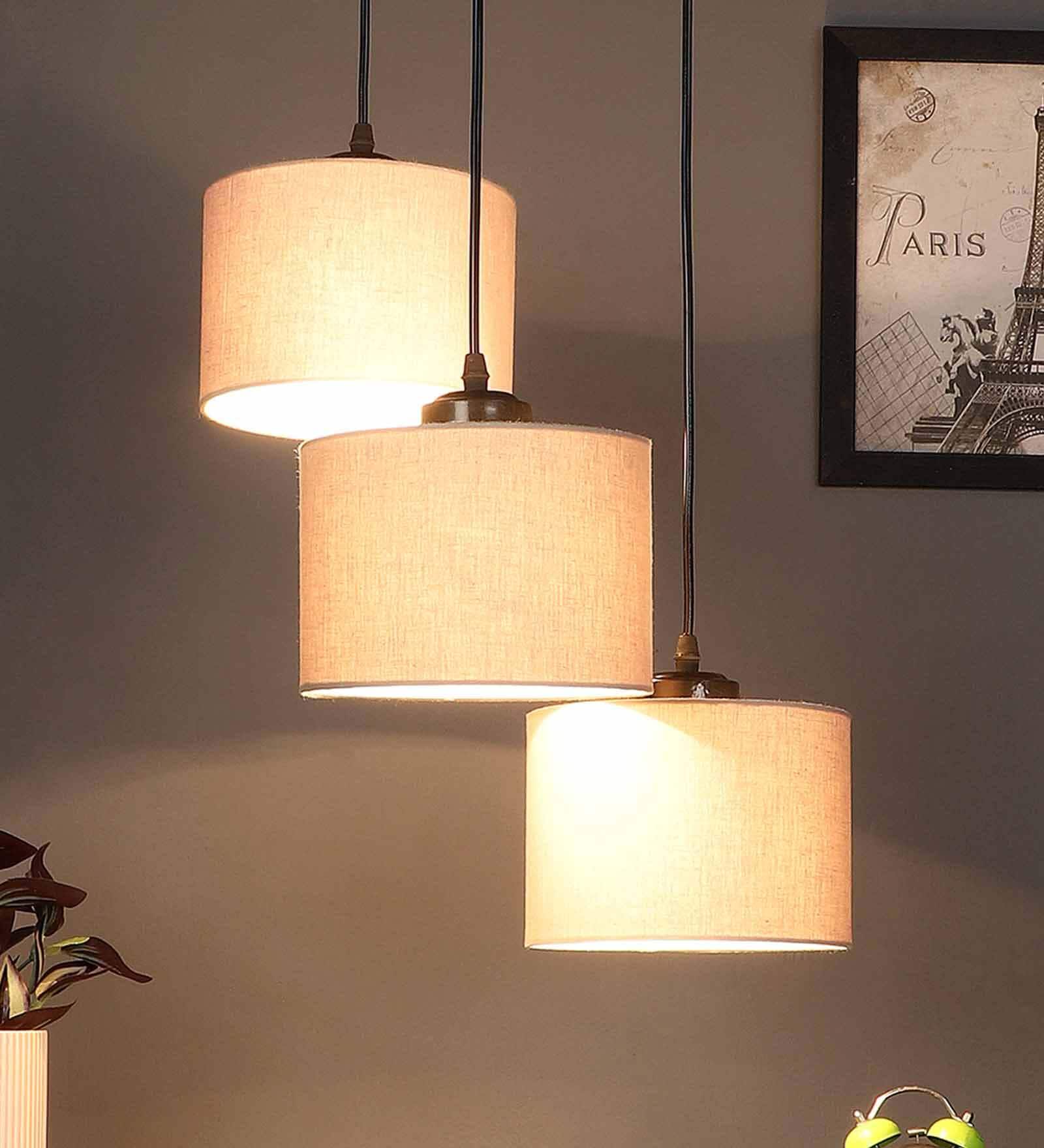 Zudra Grey Cotton Fabric Cluster Hanging Light