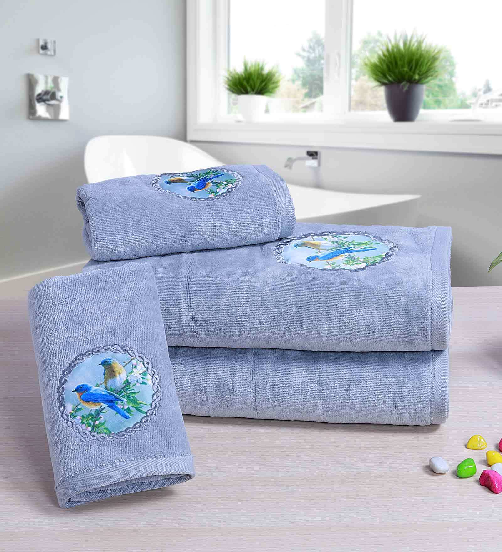 Grey 500 GSM Cotton 4 Pieces Towel Gift Set