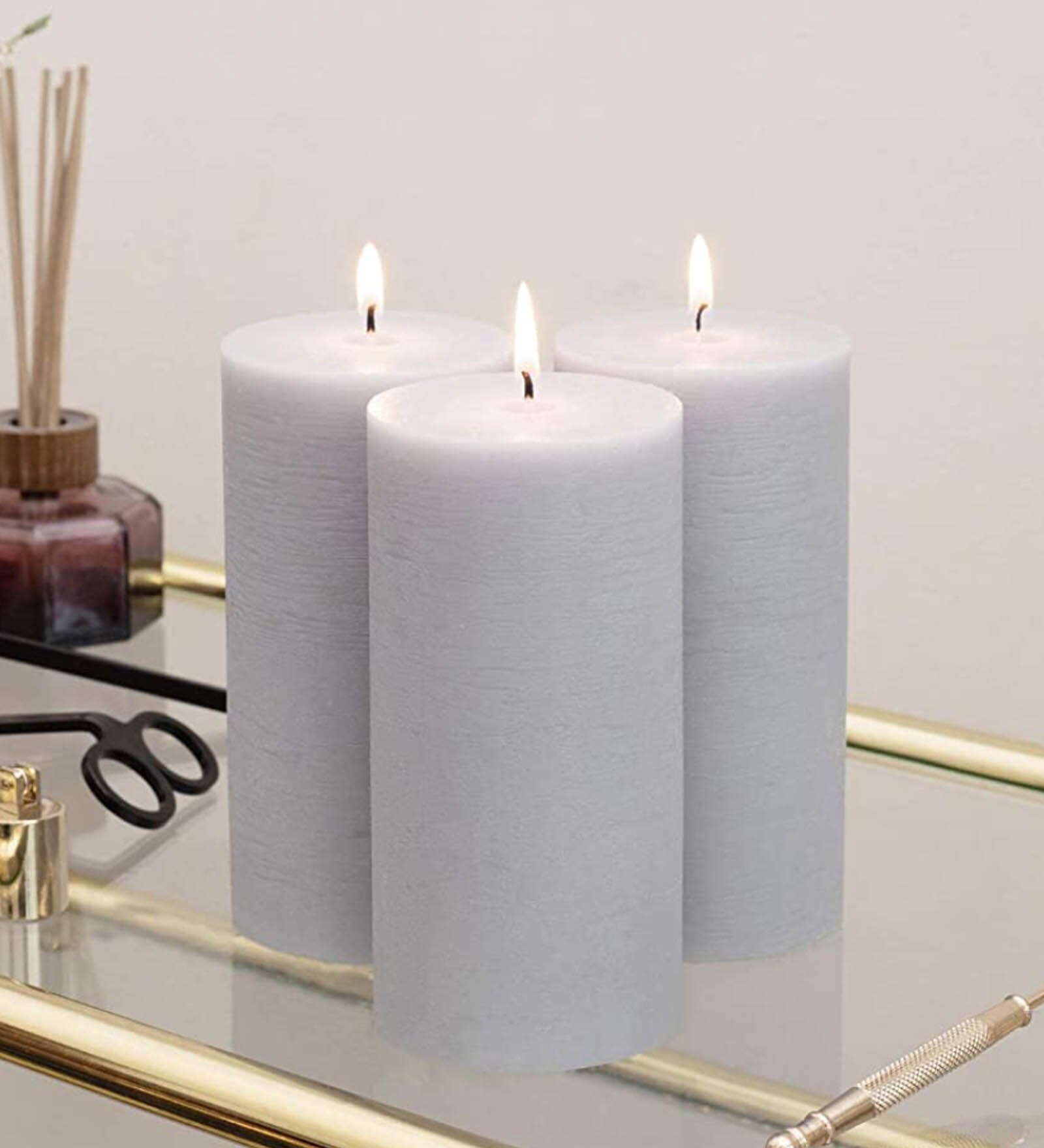 Pacfic Fragrance Set Of 3 Grey 6 Inch Wax
Pillar
Candles