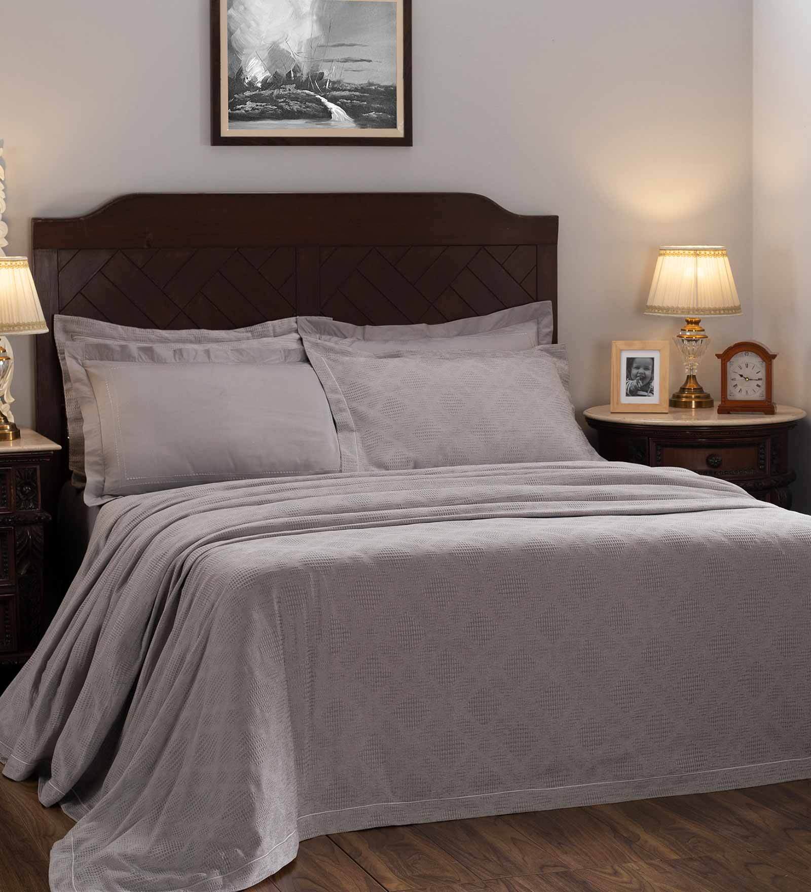 Grey Abstract 250 TC Polyester Blend Bedcover