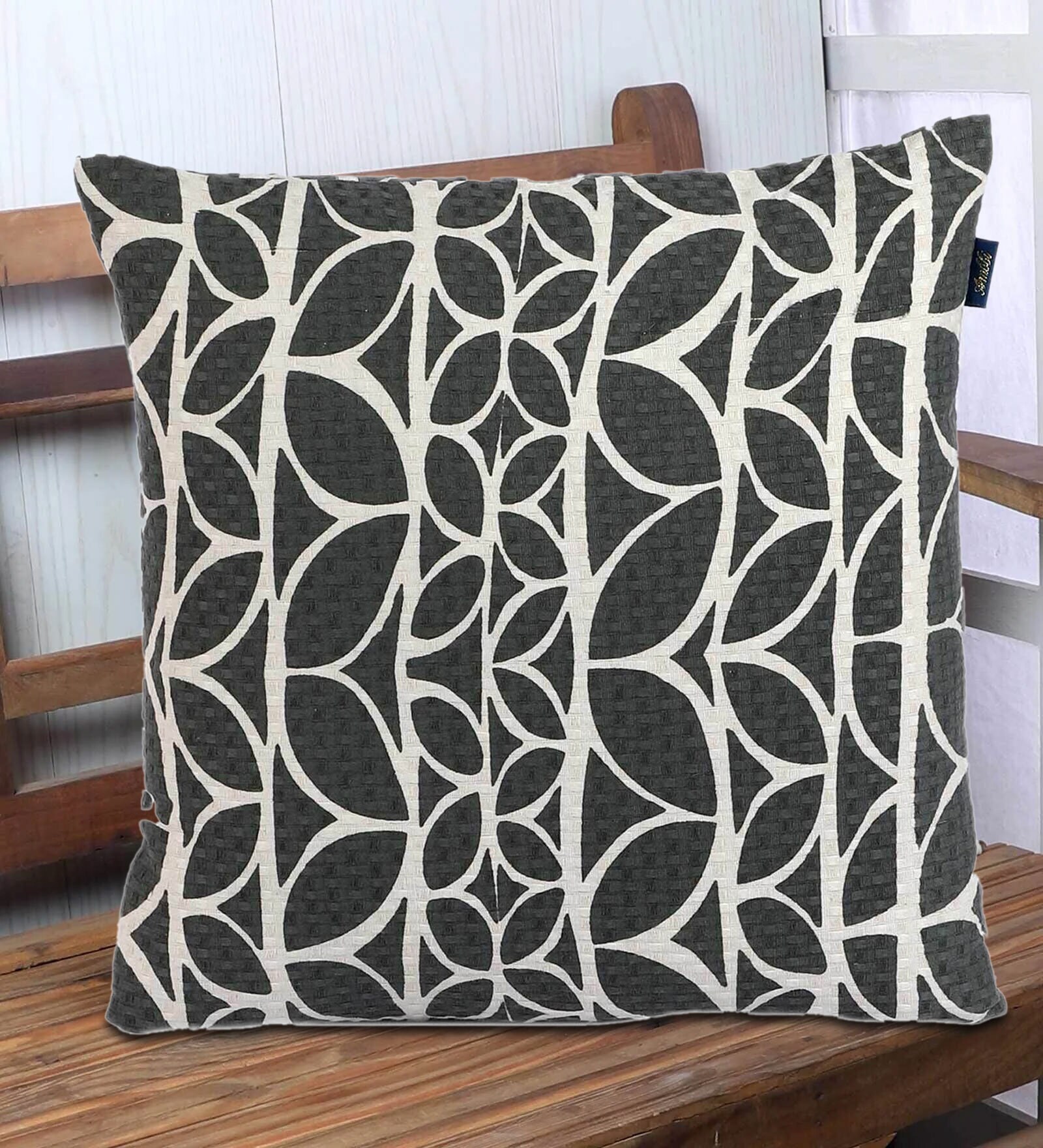 Grey Abstract Cotton 16 x 16 Inch Cushion Cover