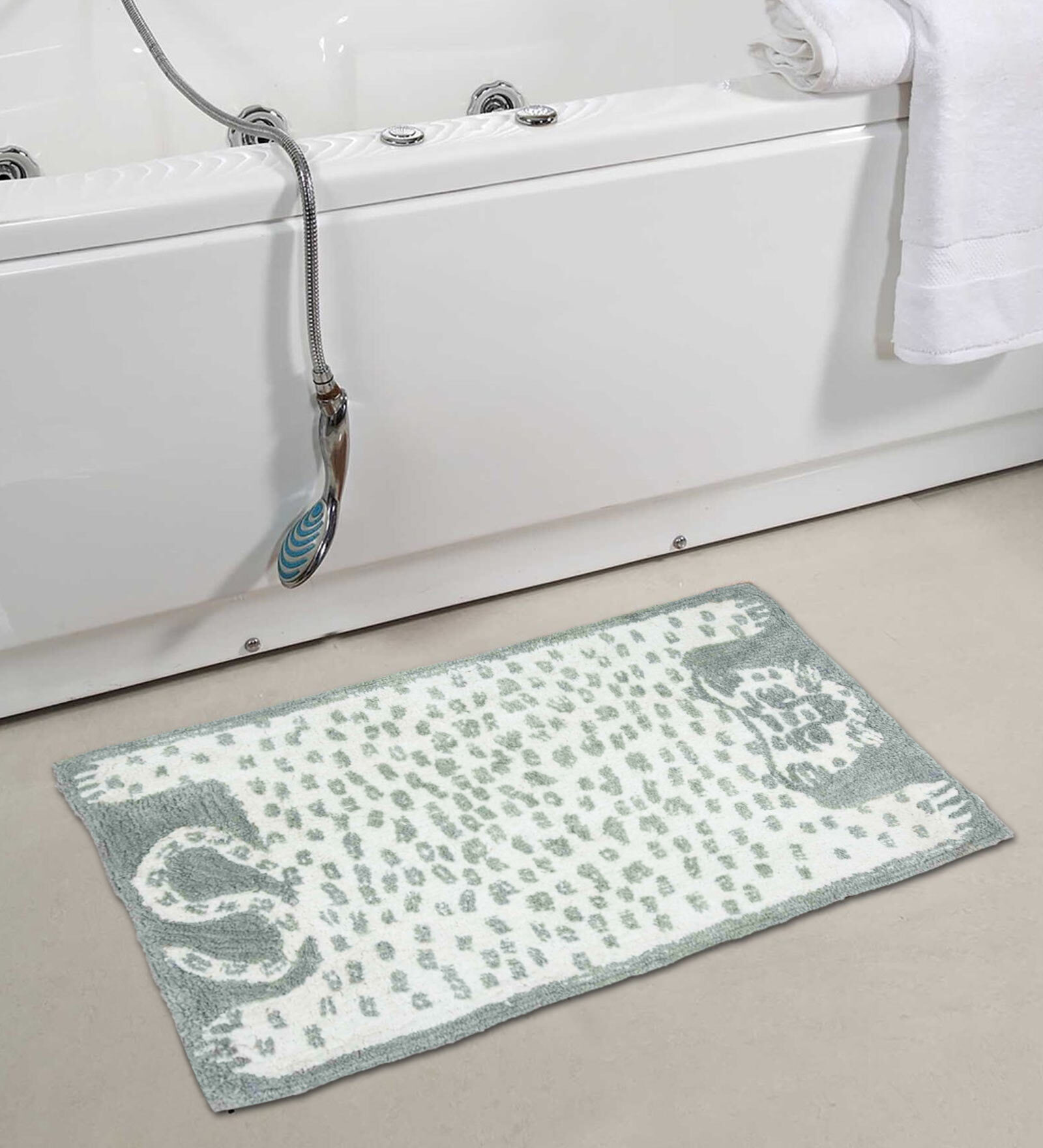 Grey Abstract Cotton 33 x 19 Inches Hand Woven Door Mat
