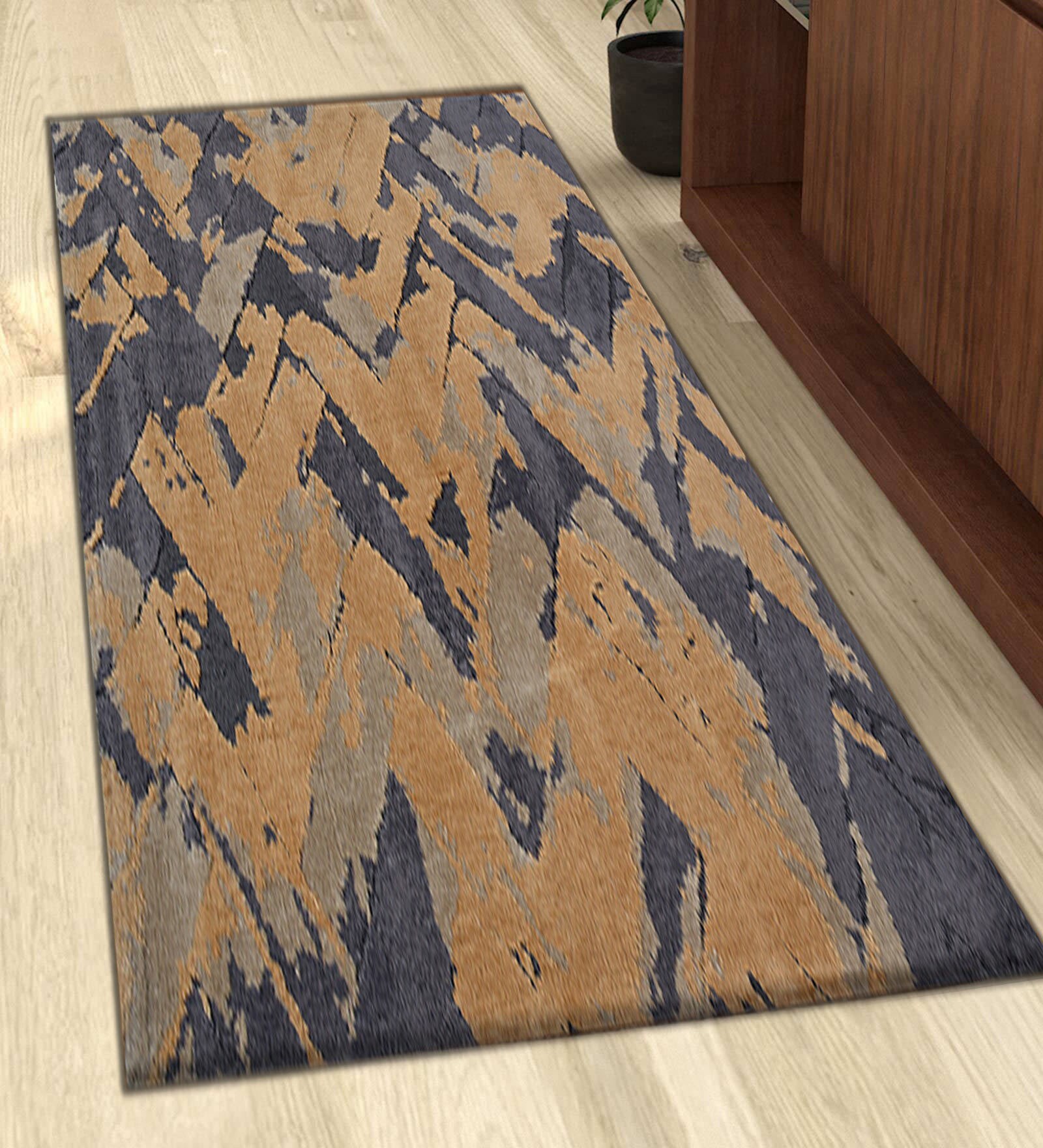 Grey Polyester 55 x 22 Inches Hand Tufted Floor Runner