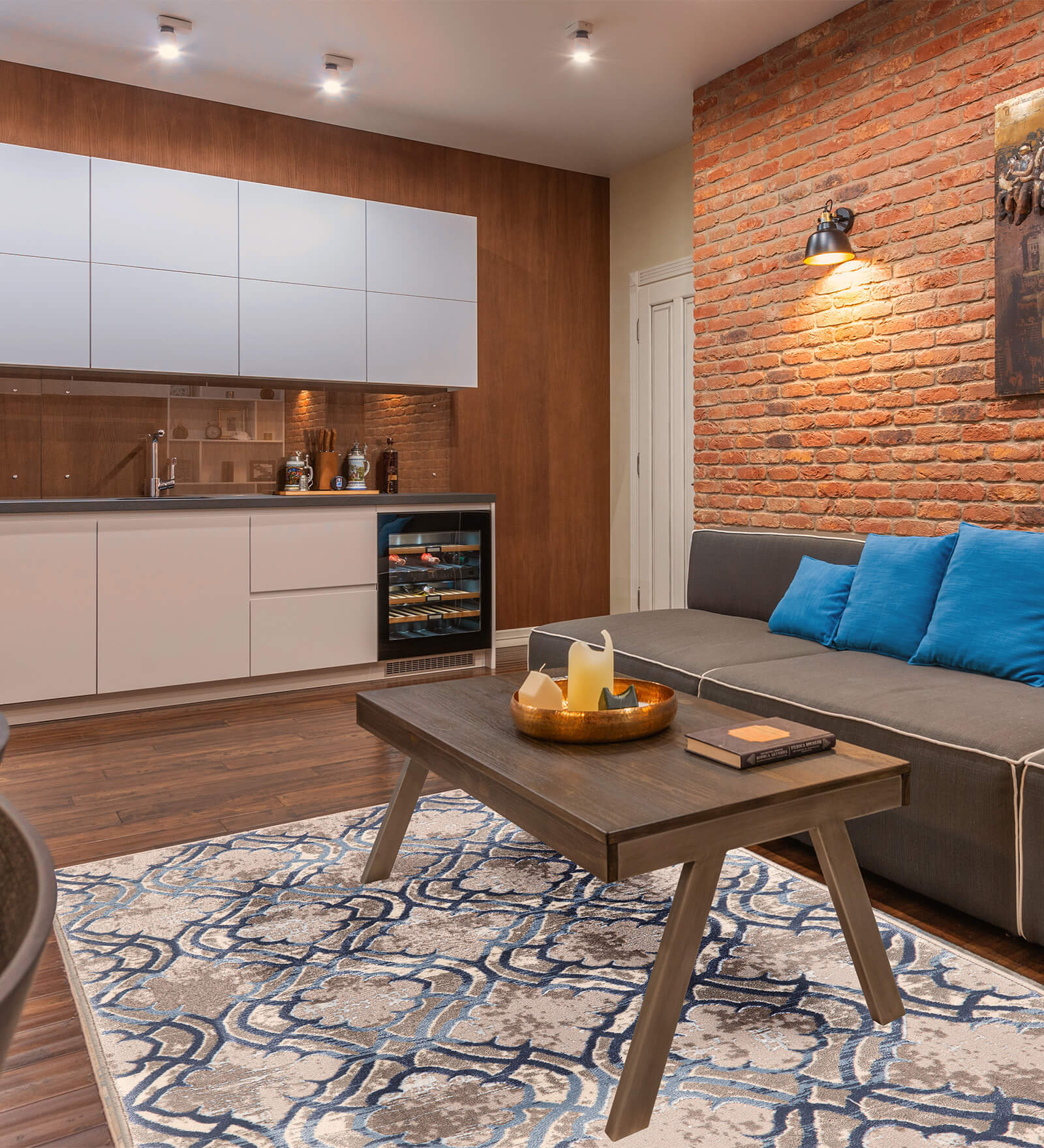 Grey Abstract Polyester 6 ft x 9 ft Machine Made Carpet