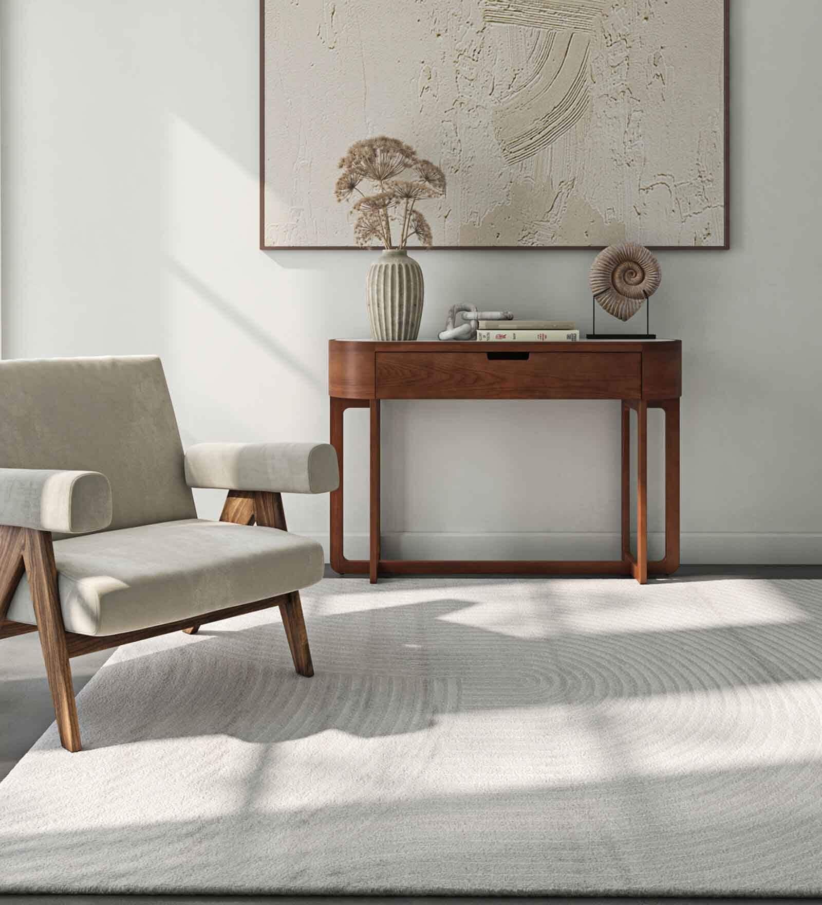 Grey Abstract Polypropylene 4 ft X 6 ft Machine Made Carpet