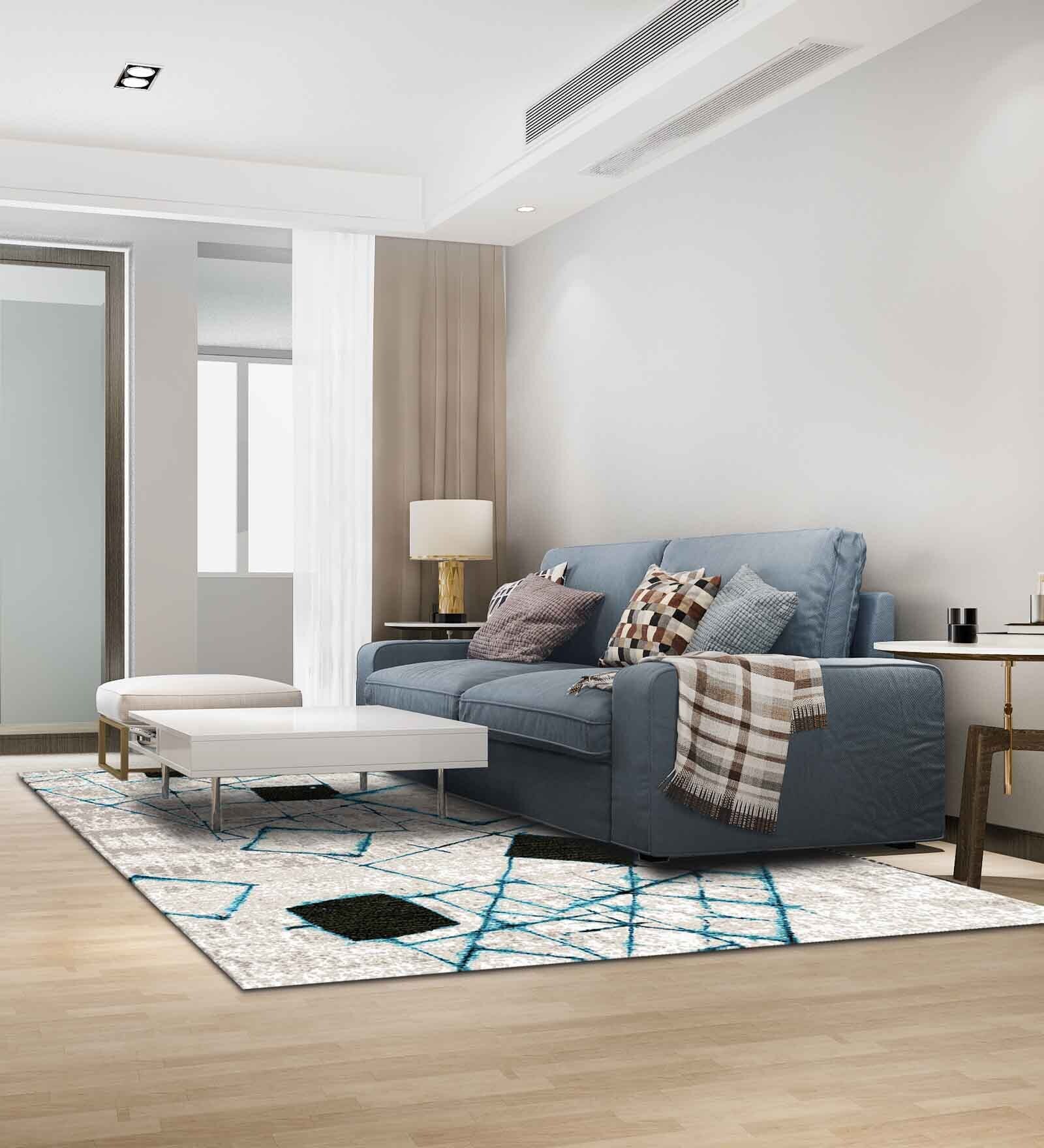Grey Abstract Wool 4 ft x 6 ft Hand Knotted Carpet