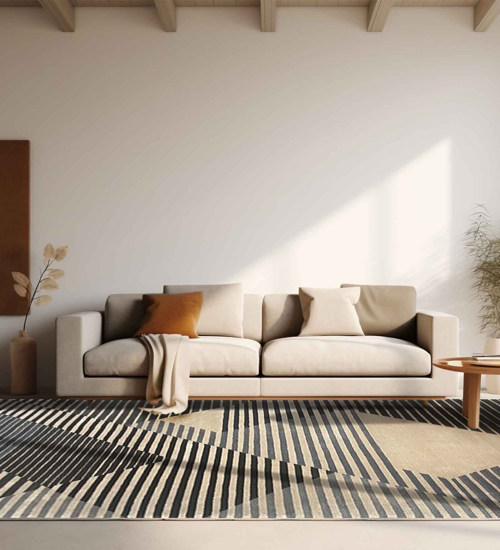 Grey Abstract Wool 4 ft x 6 ft Hand Knotted Carpet