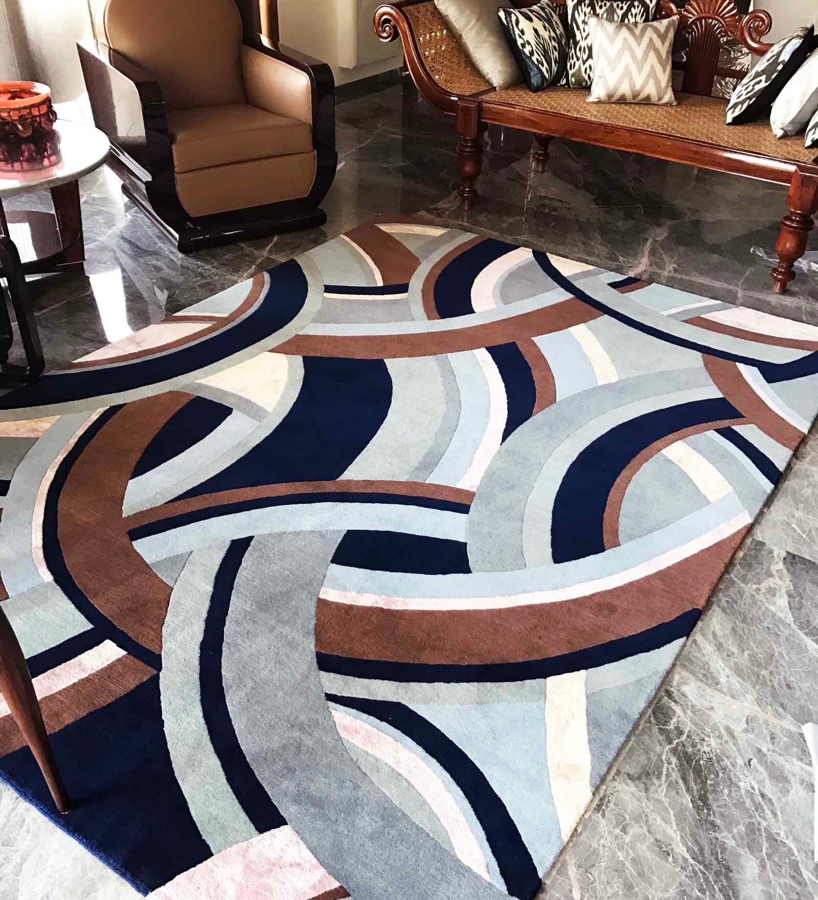 Grey Abstract Wool 4 ft x 6 ft Hand Knotted Carpet
