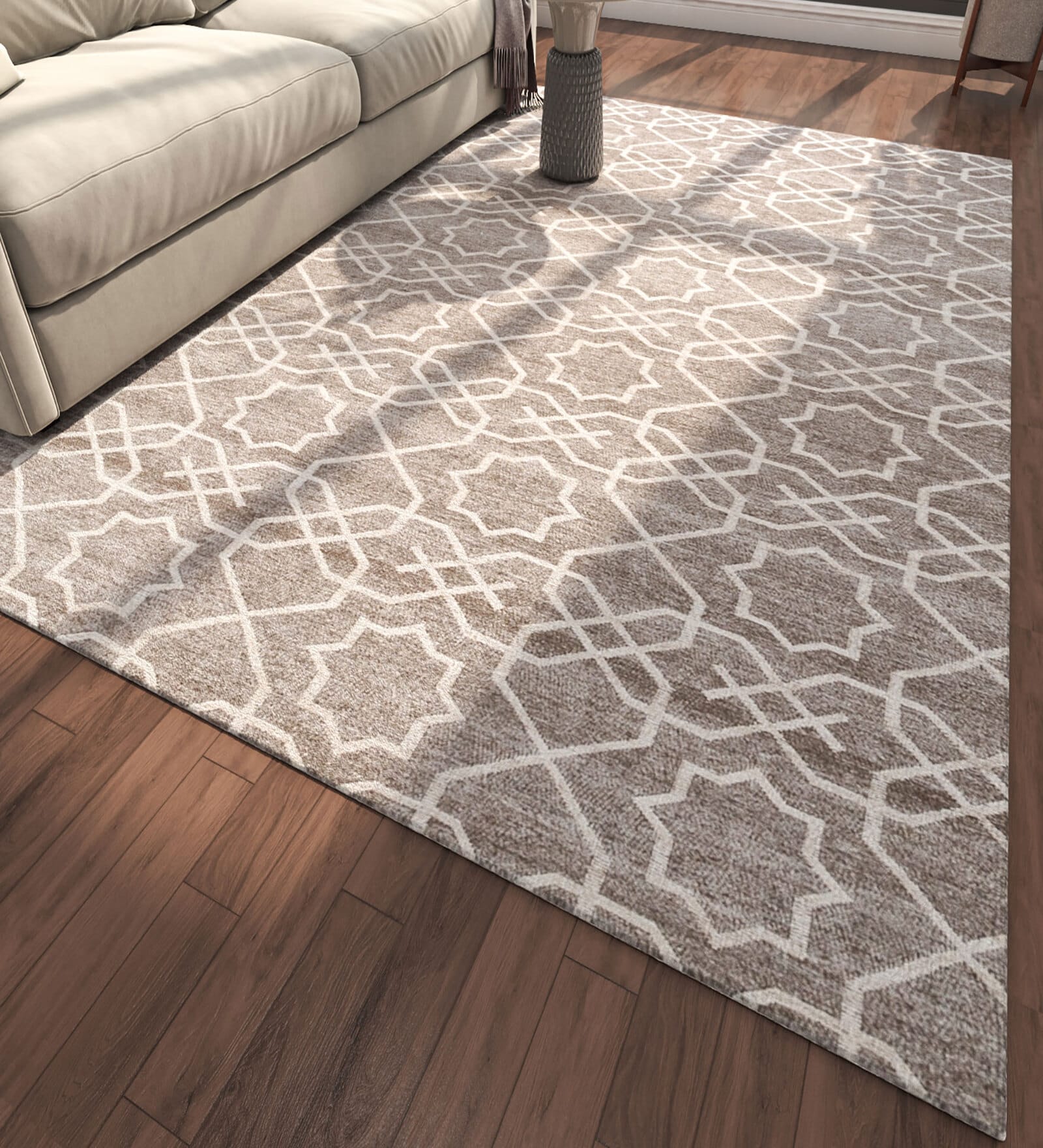 Grey Abstract Wool 5 ft X 7 ft Flat Weaves