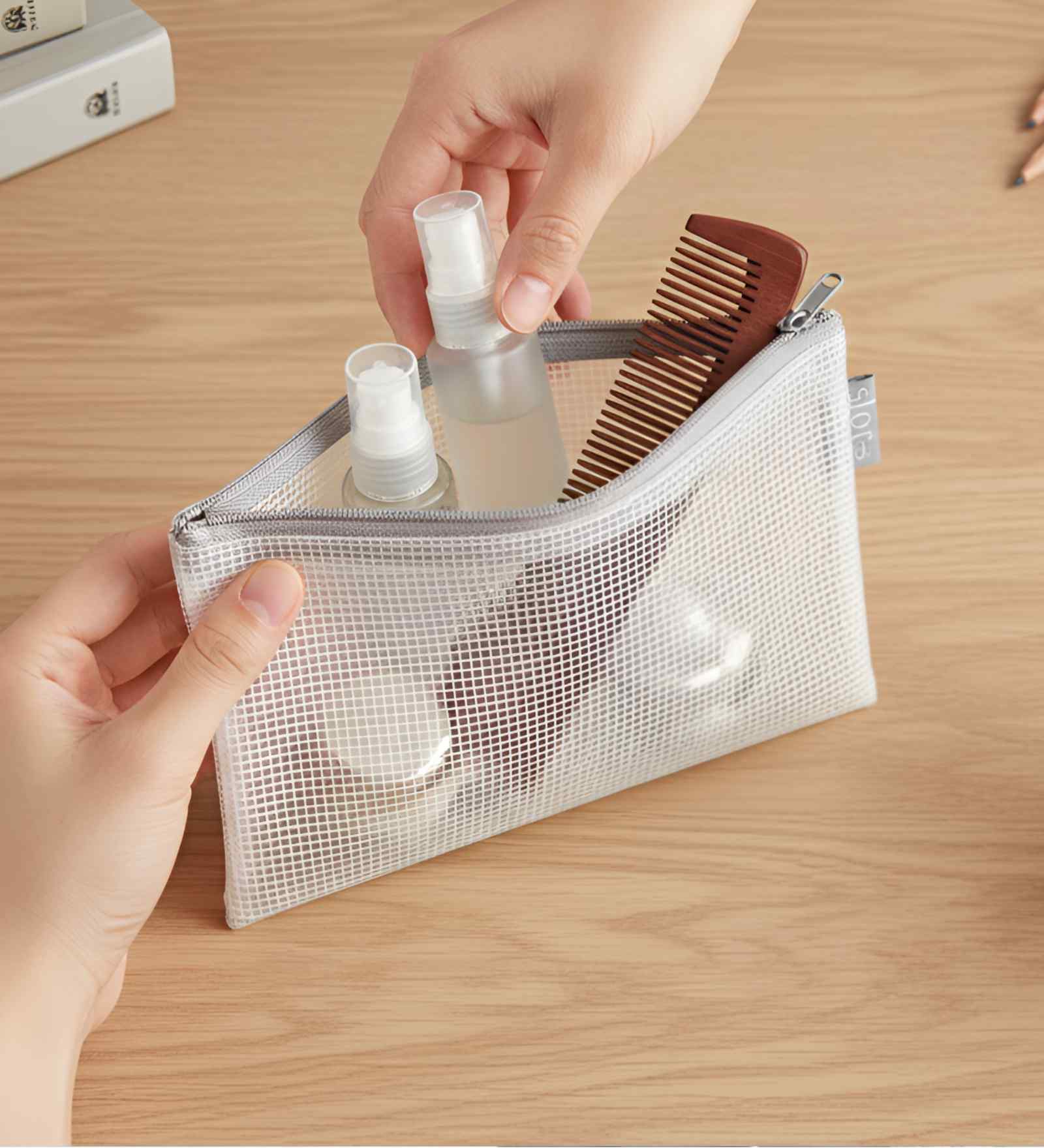 Grey Accessory Polypropyleneer Pouch Travel Cosmetic Bag Multipurpose Organizer