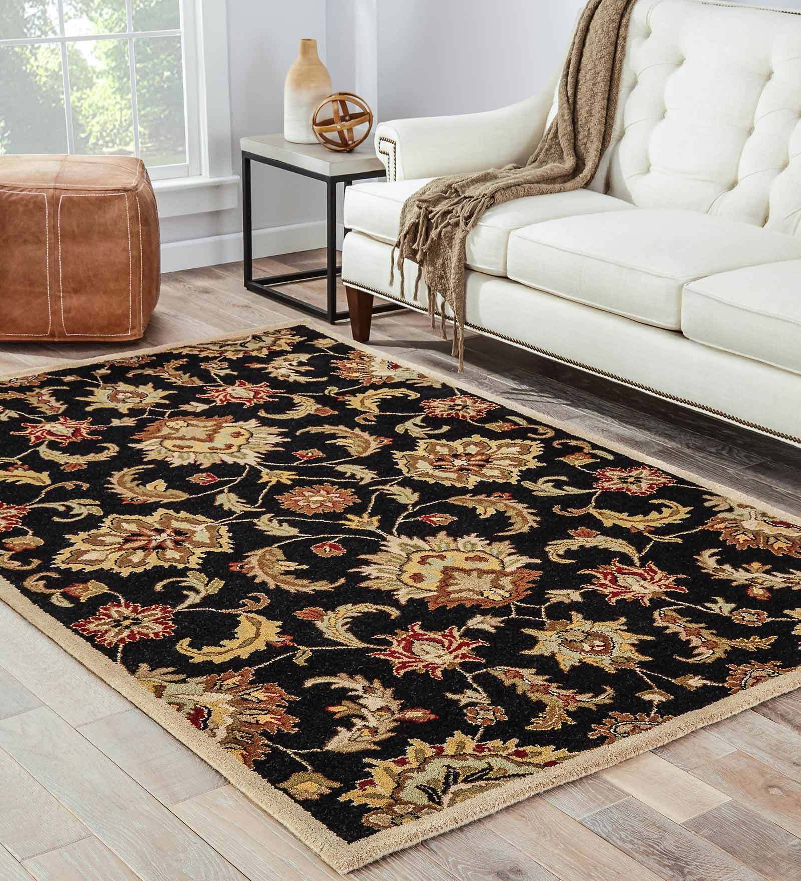 Jacobean Pattern Wool Hand Tufted 4 x 6 Feet Carpet