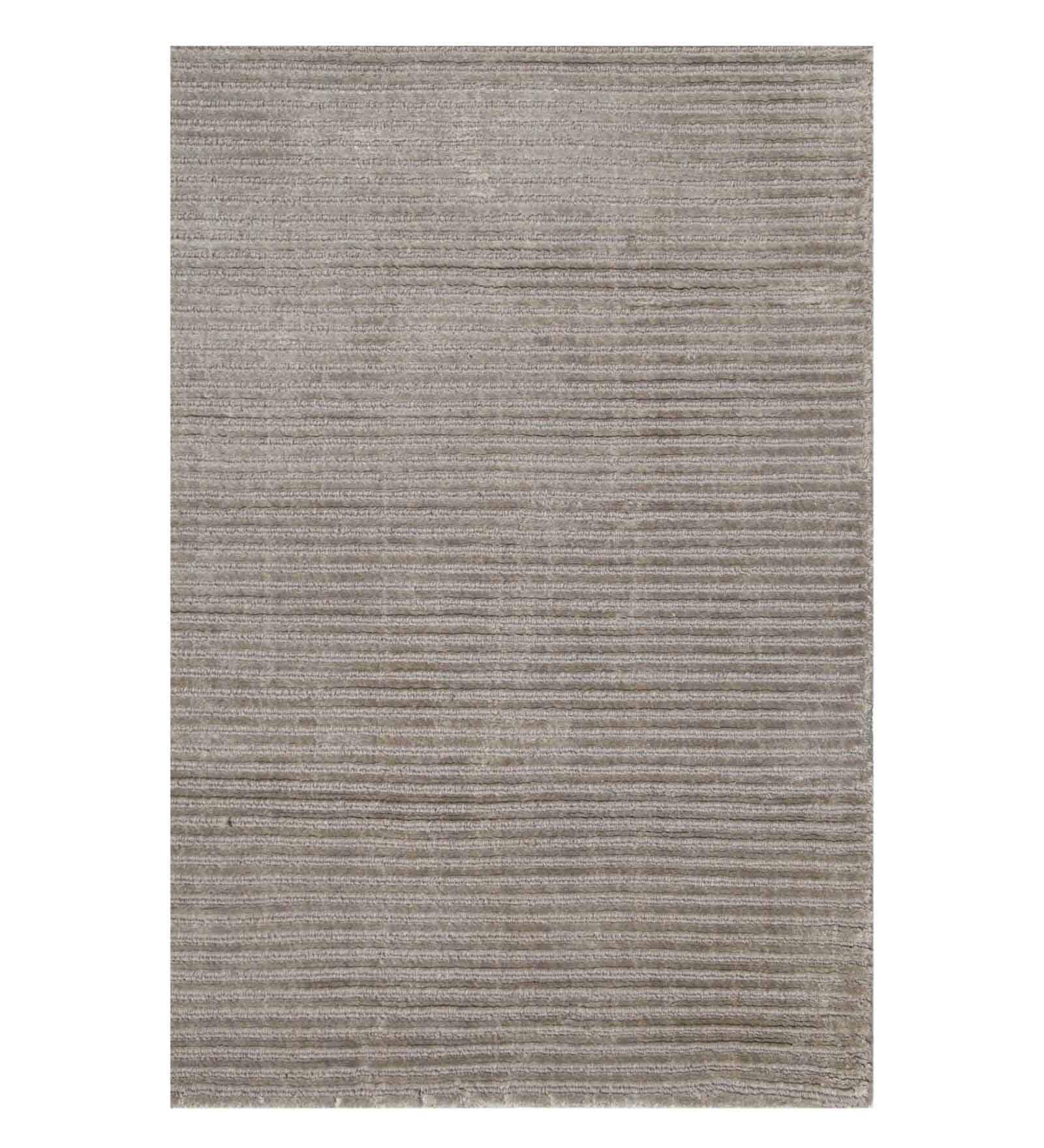 Grey Solid Wool 5 ft x 7 ft Hand Woven Carpet