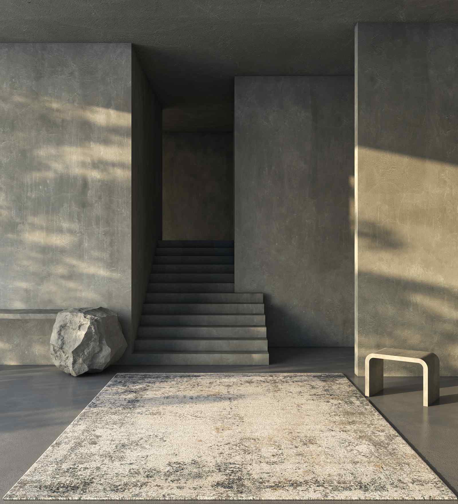 Grey and Blue Abstract Polyester 5x7.5 Feet Machine Made Carpet Grey and Blue Abstract Polyester 5x7.5 Feet Machine Made Carpet