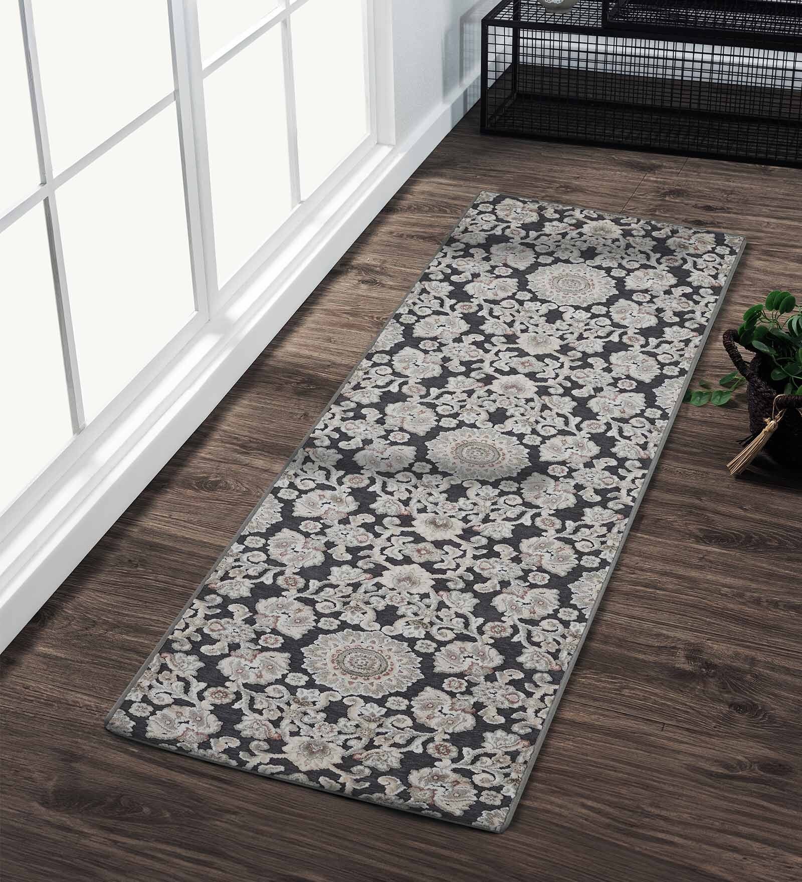 Grey and Cream Persian 2x3 Feet Machine Made Runner