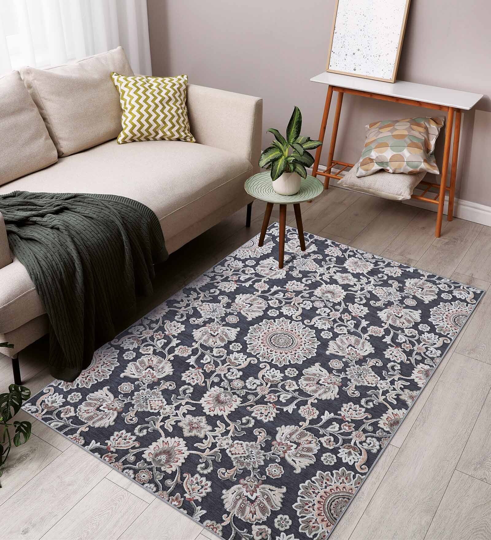 Grey and Cream Persian 4x6 Feet Machine Made Carpet