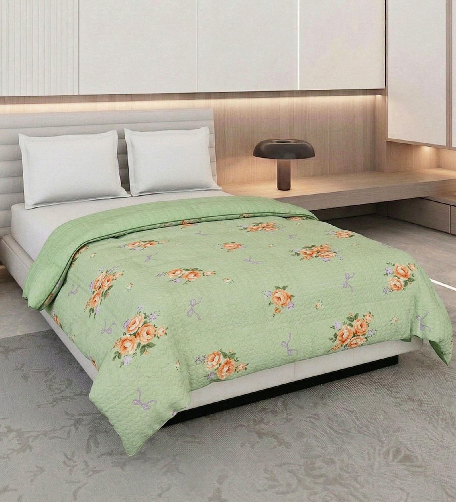 Grey and Pink Polyester Solid 200 GSM Double Bed Comforter