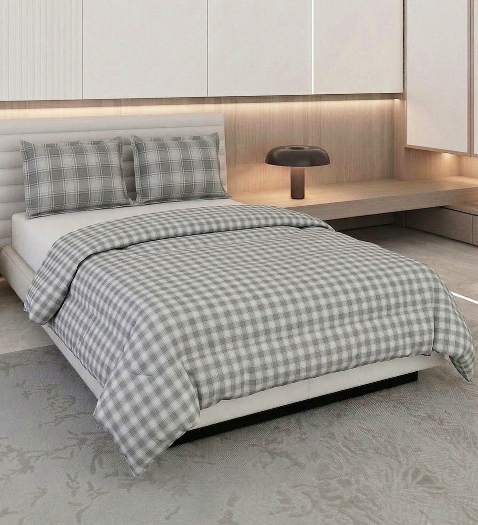 Grey and White 100% COTTON Solid 105 GSM Double Bed Comforter