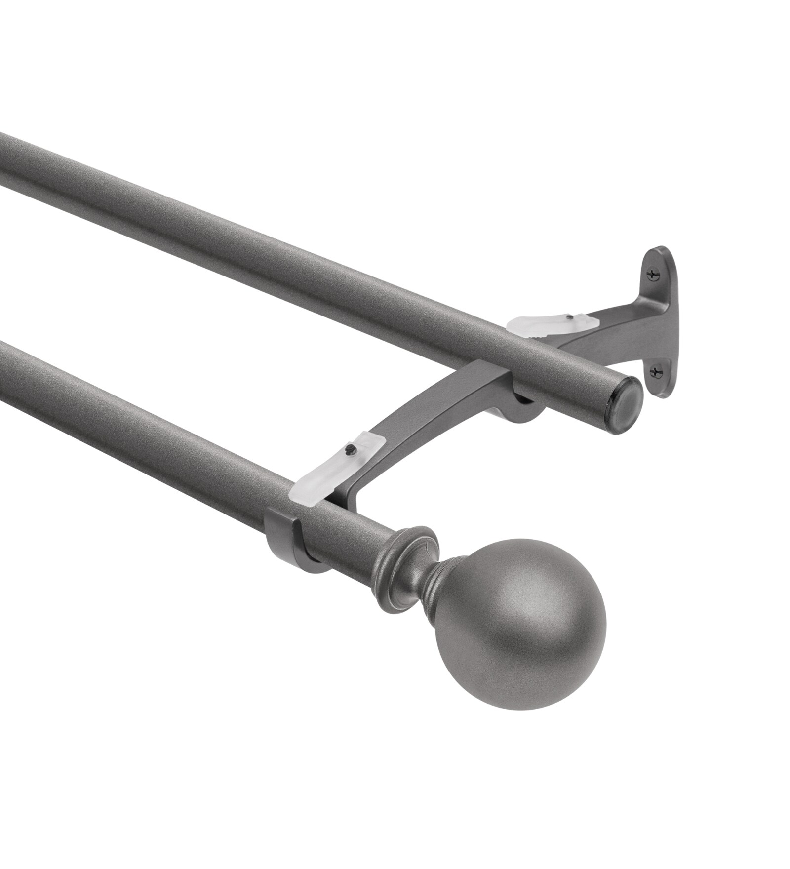 Grey Ball Iron Expandable 1 Curtain Rod with Accessories ( 52 to 144 Inches)