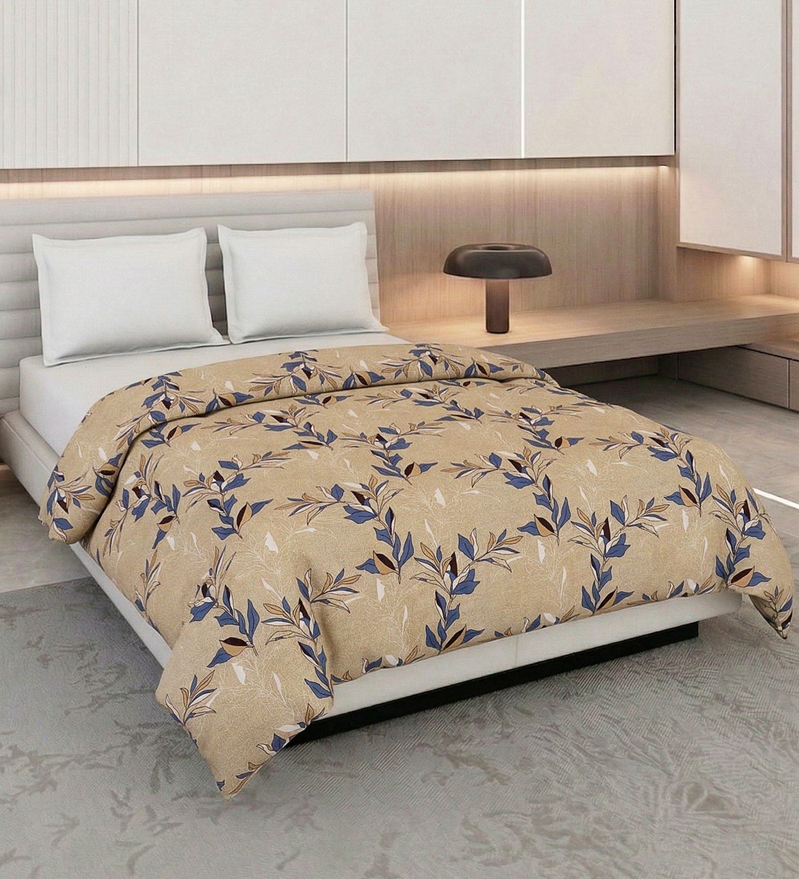 Grey Black Polyester Solid 105 GSM Double Bed Comforter