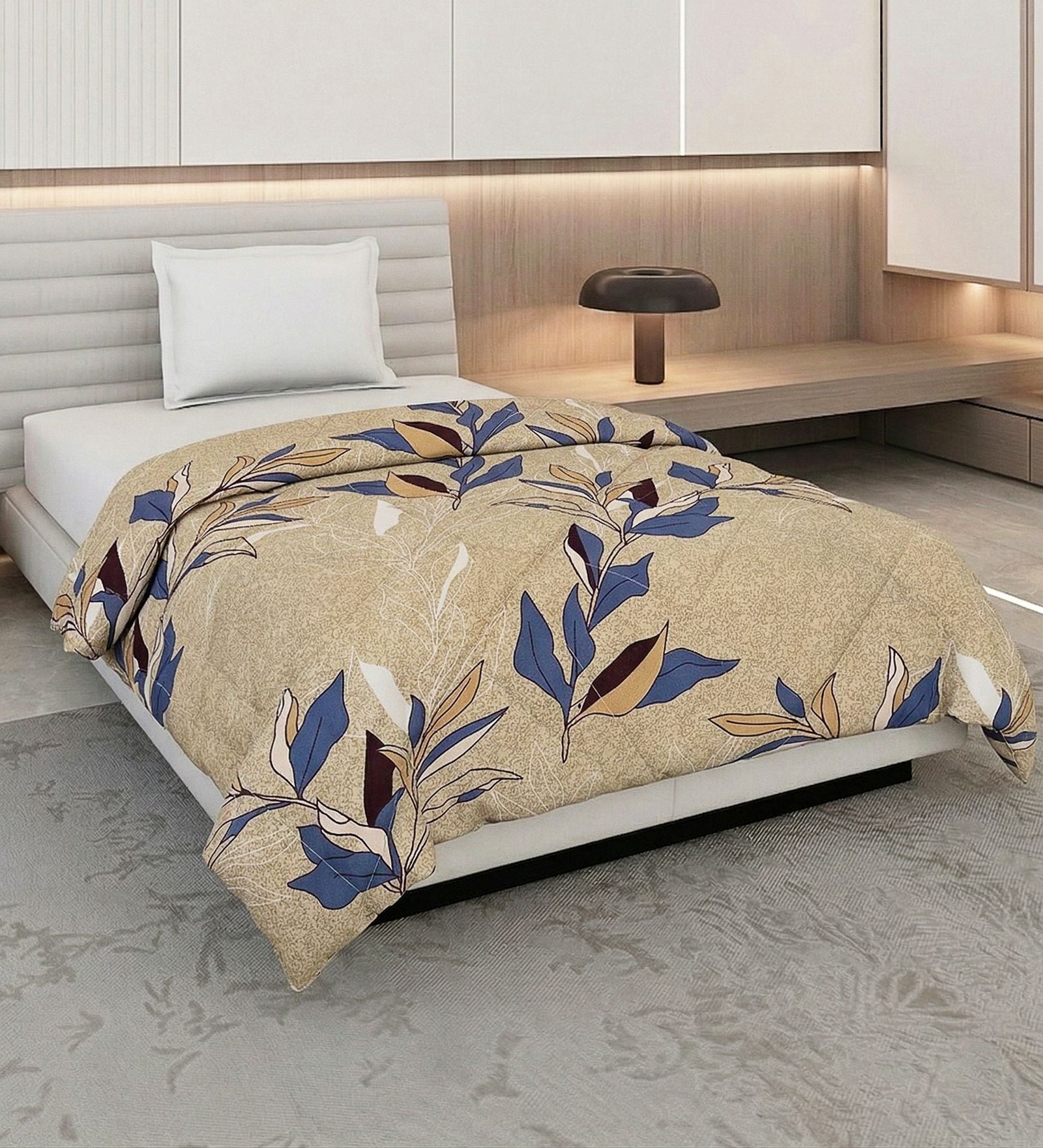 Grey Black Polyester Solid 105 GSM Single Bed Comforter