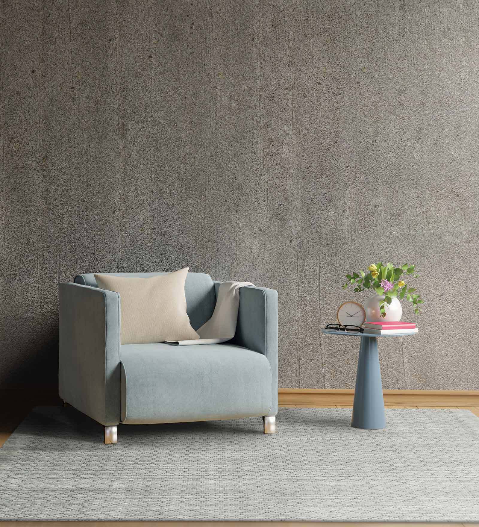 Grey Abstract Blended Wool 5 ft x 7 ft Hand Woven Carpet