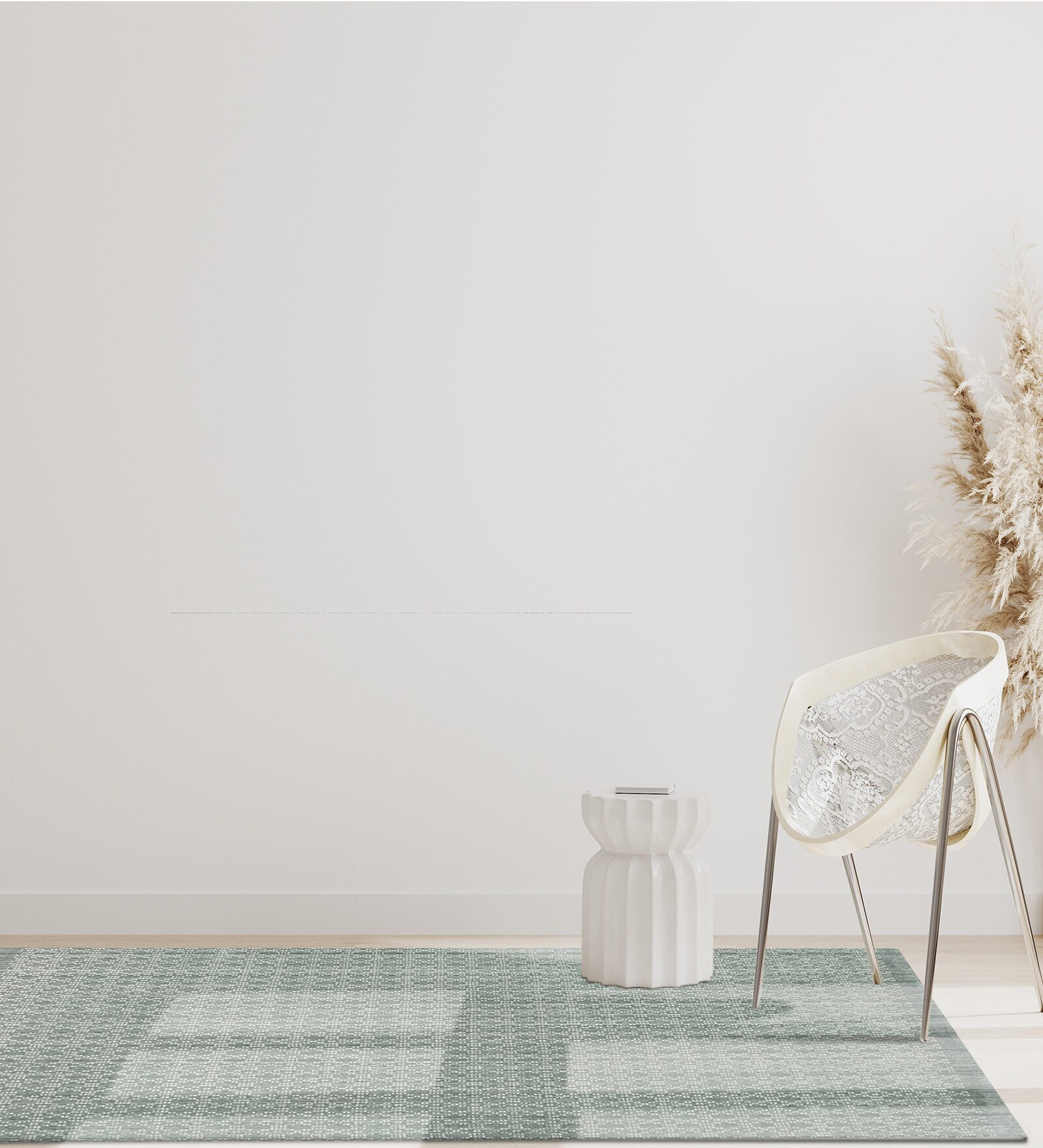 Grey Abstract Blended Wool 5 ft x 7 ft Hand Woven Carpet