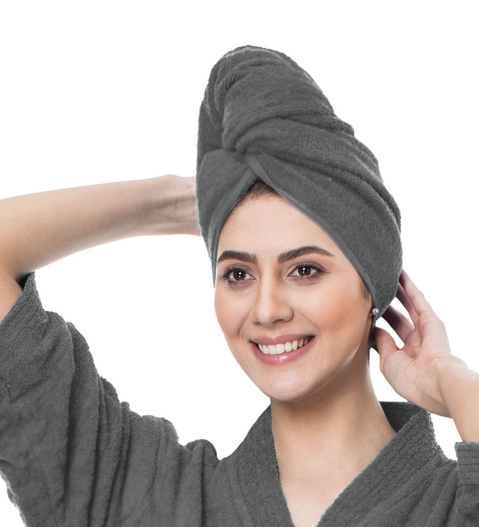 Grey Caldezonia Solid 450 GSM Microfiber Bath HairWrap