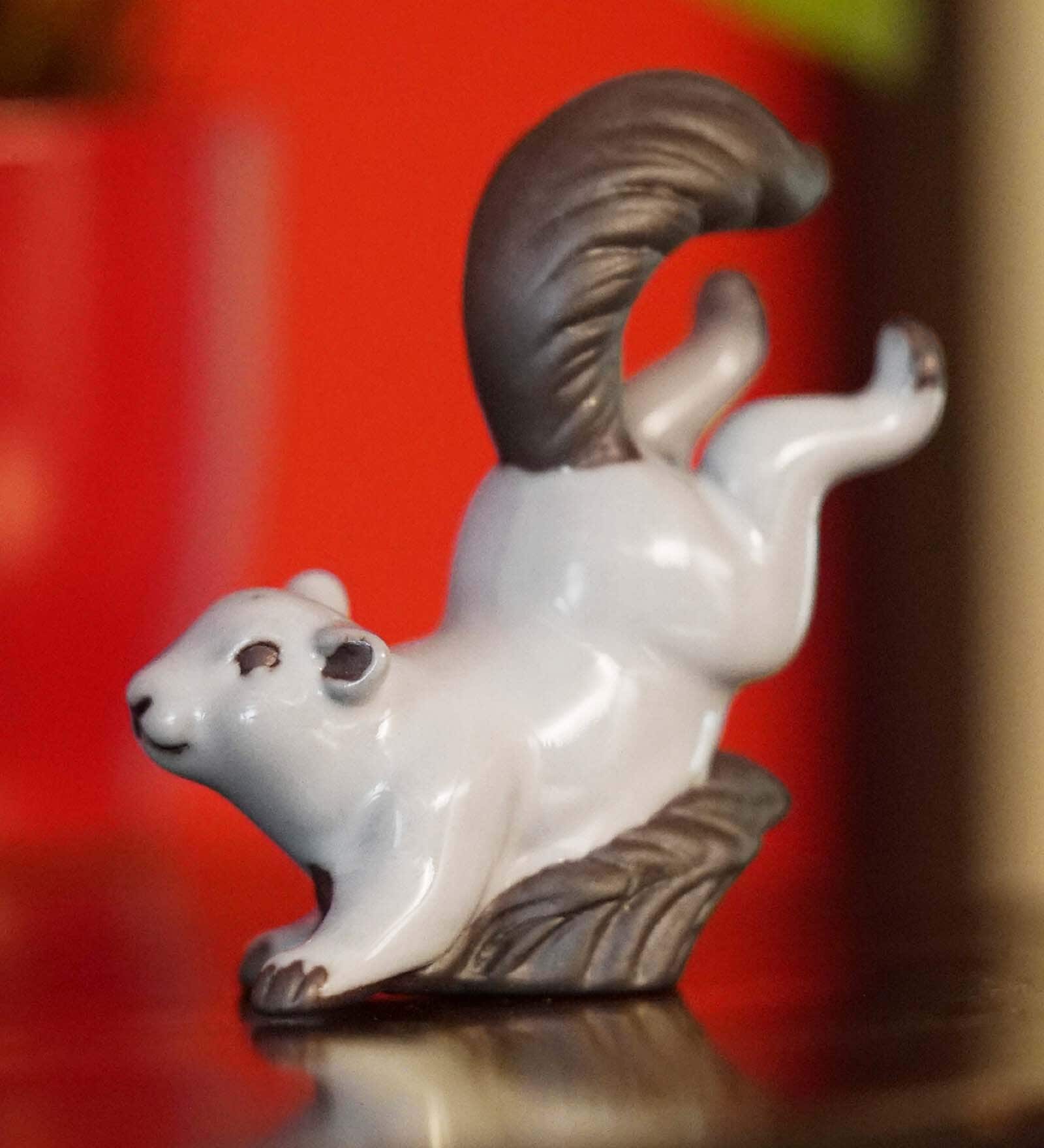 Grey Ceramic Ceramic Squirrel Garden Figurine