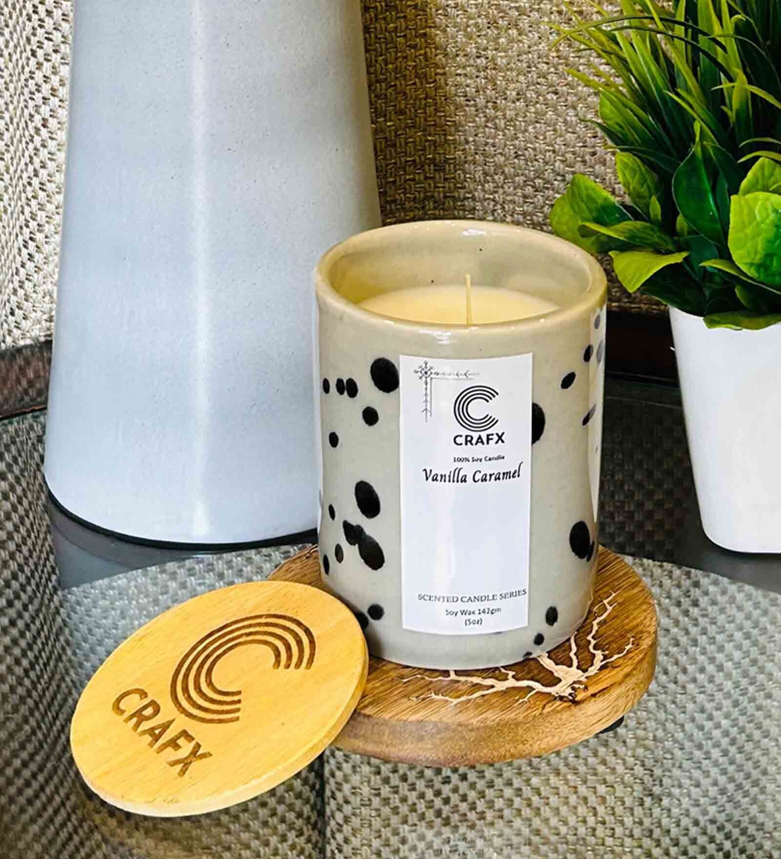 Vanilla Caramel Grey Ceramic Scented Candles