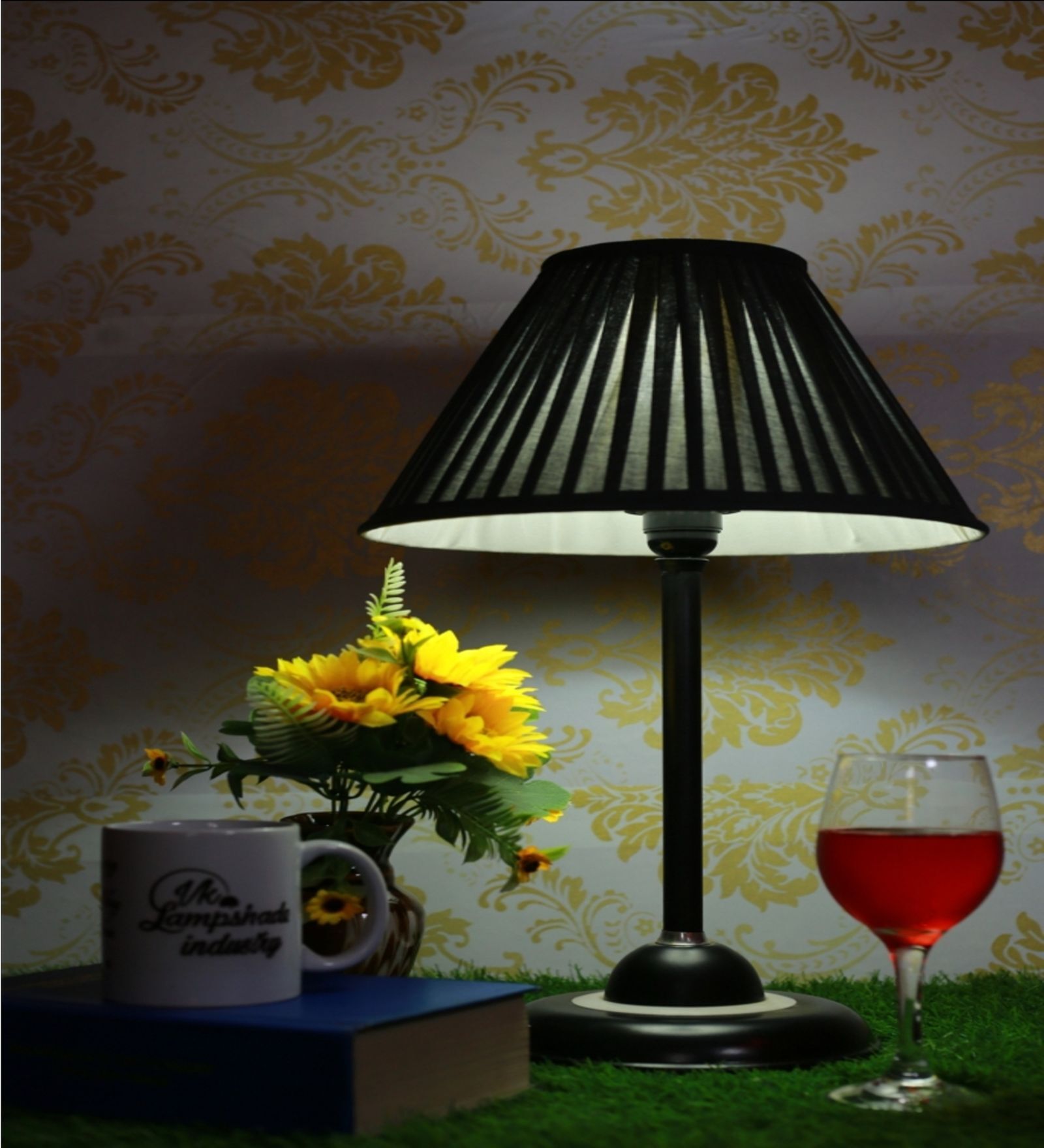 Grey Color Knife Pleated Cone Lampshade